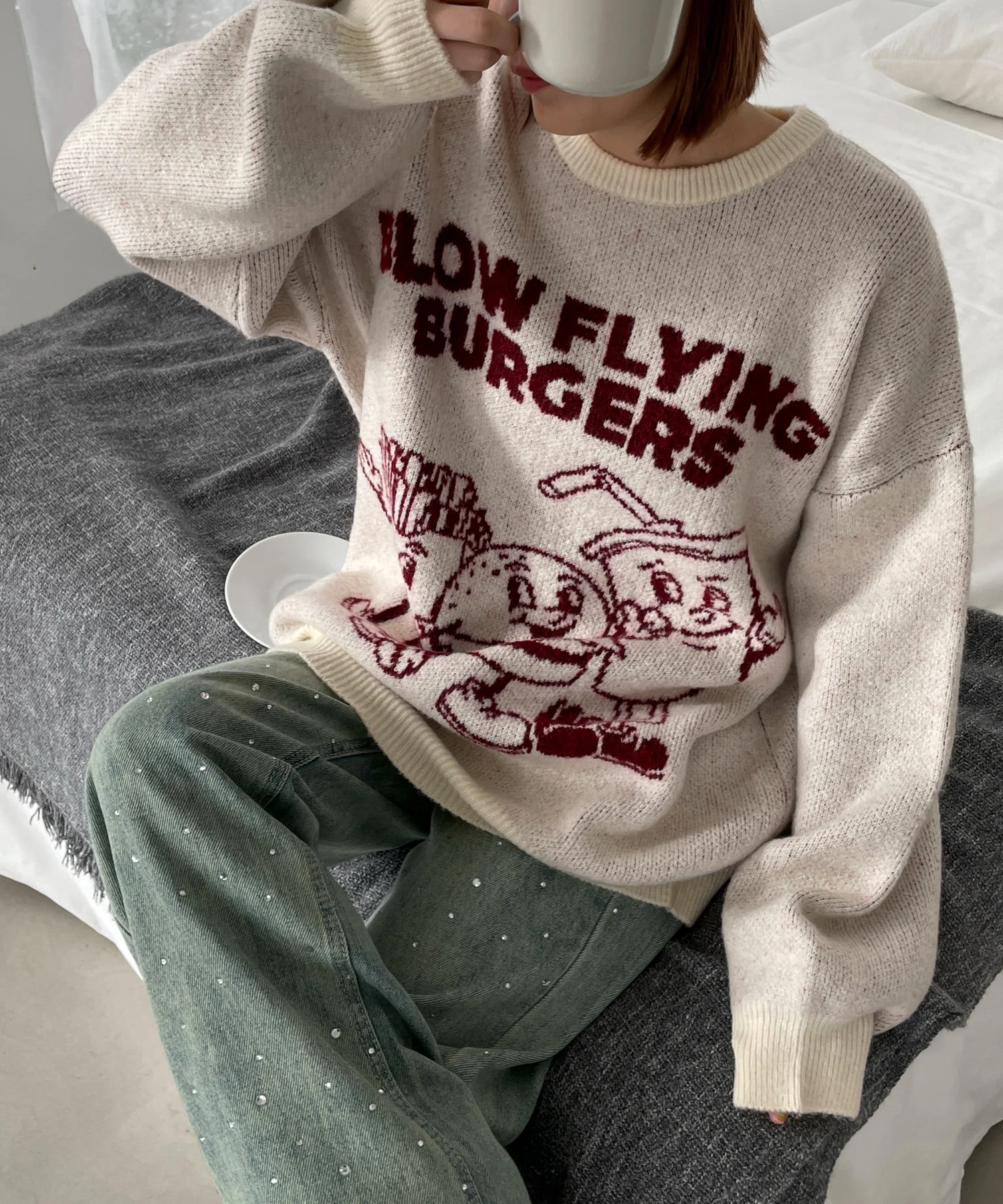 ファニーグラフィックフラッフィーニットプルオーバー
