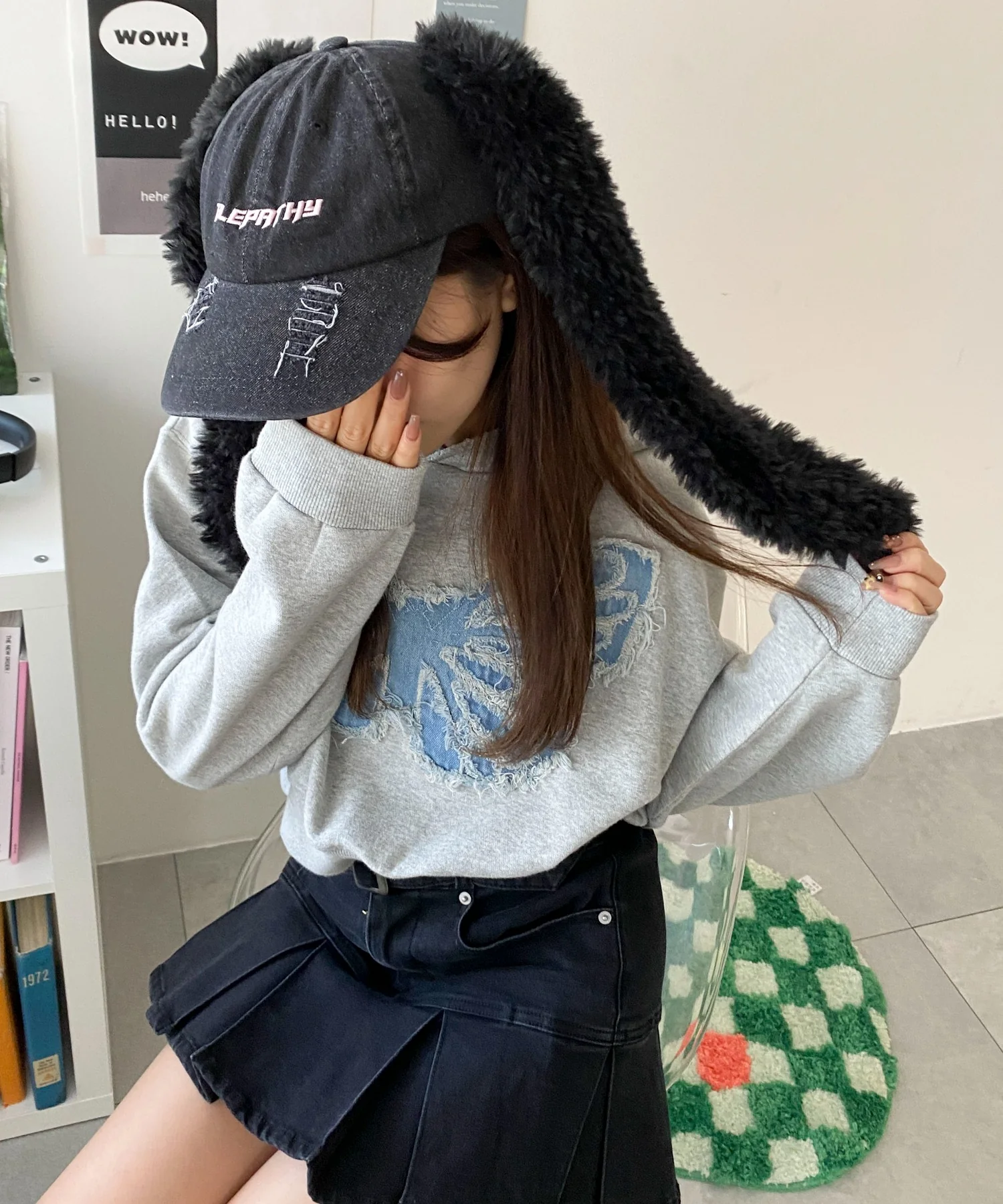 モコモコウサミミデニムキャップ - Image 6