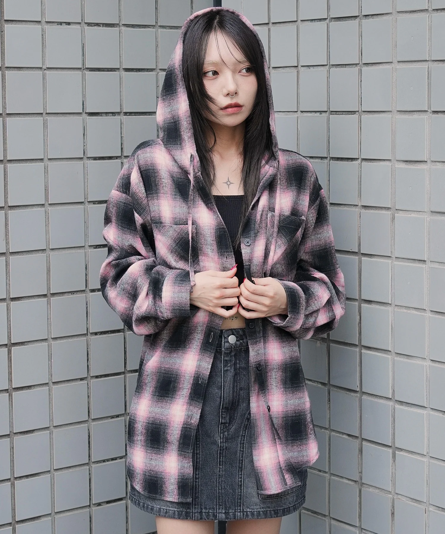 チェックフードBIGネルシャツ - Image 16