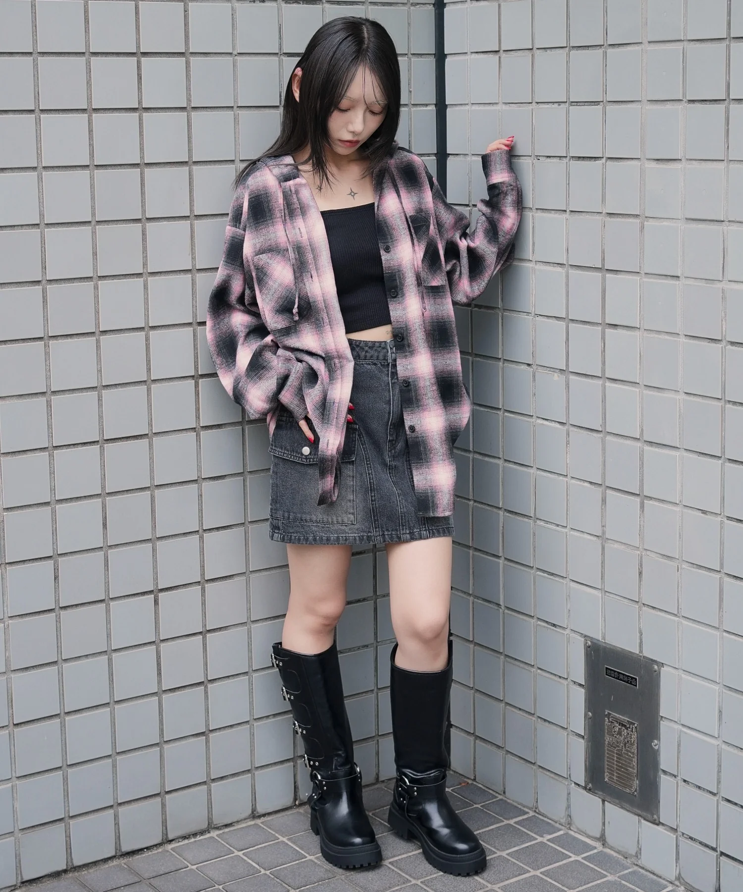 チェックフードBIGネルシャツ - Image 18
