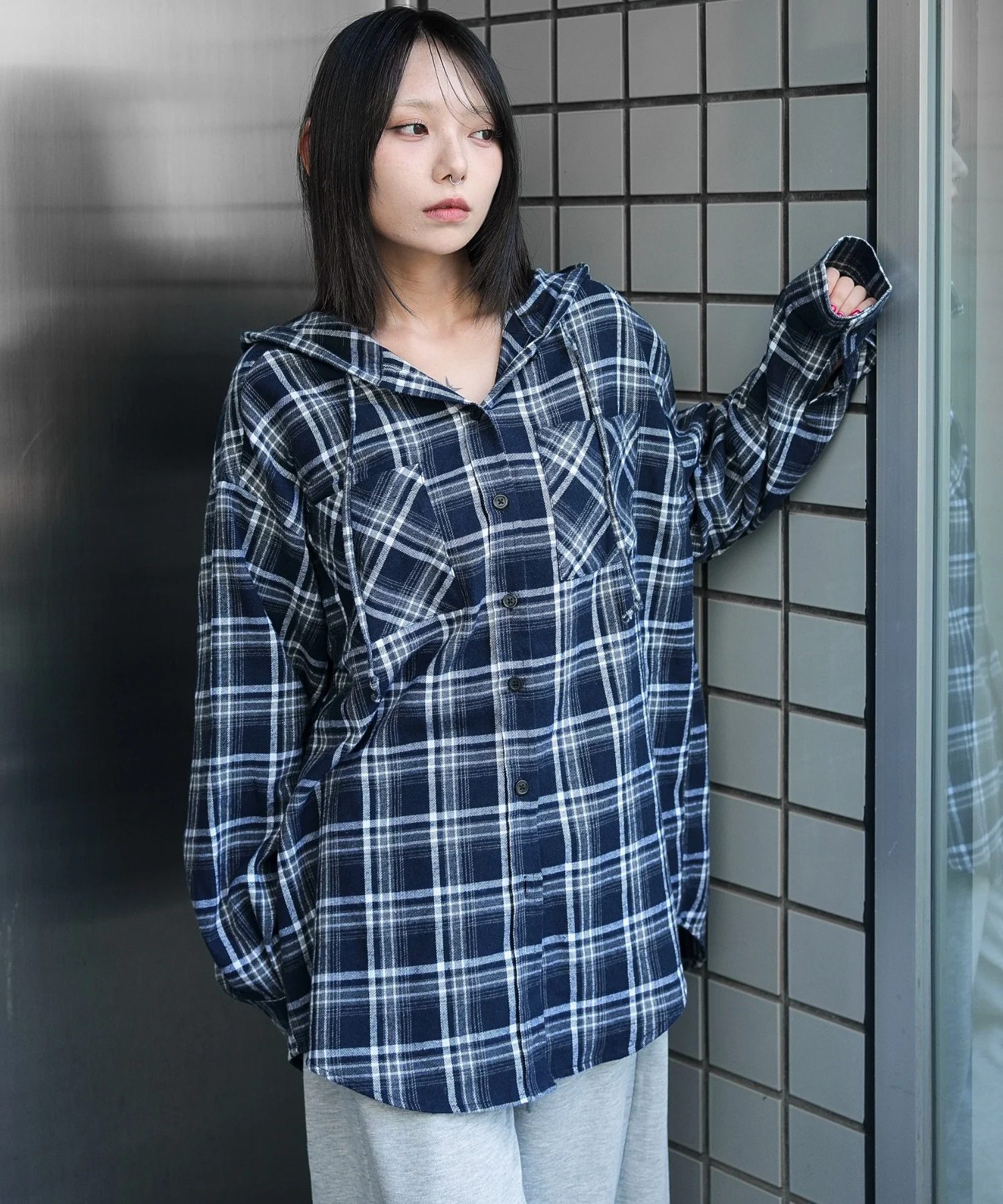 チェックフードBIGネルシャツ - Image 19