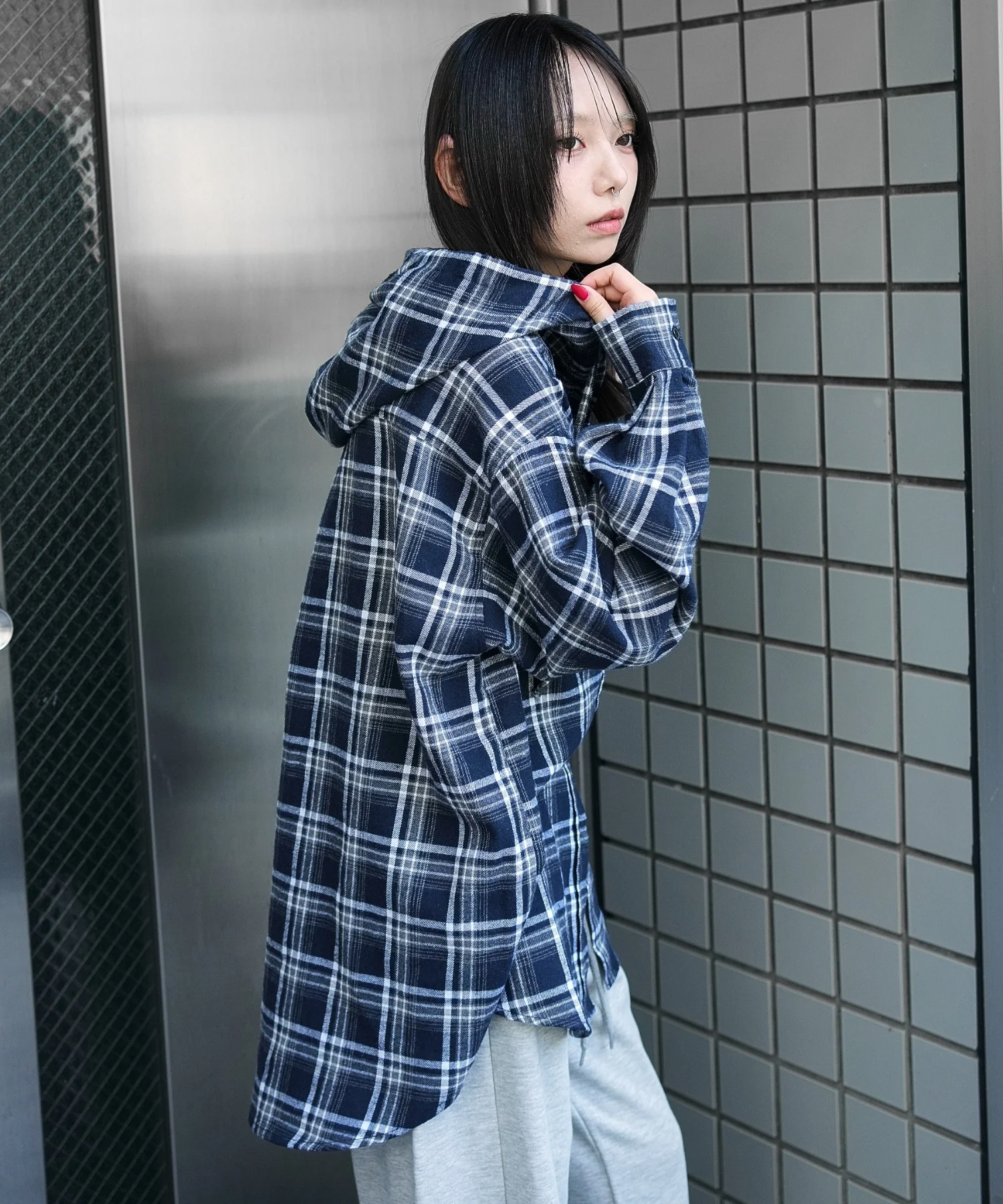 チェックフードBIGネルシャツ - Image 20