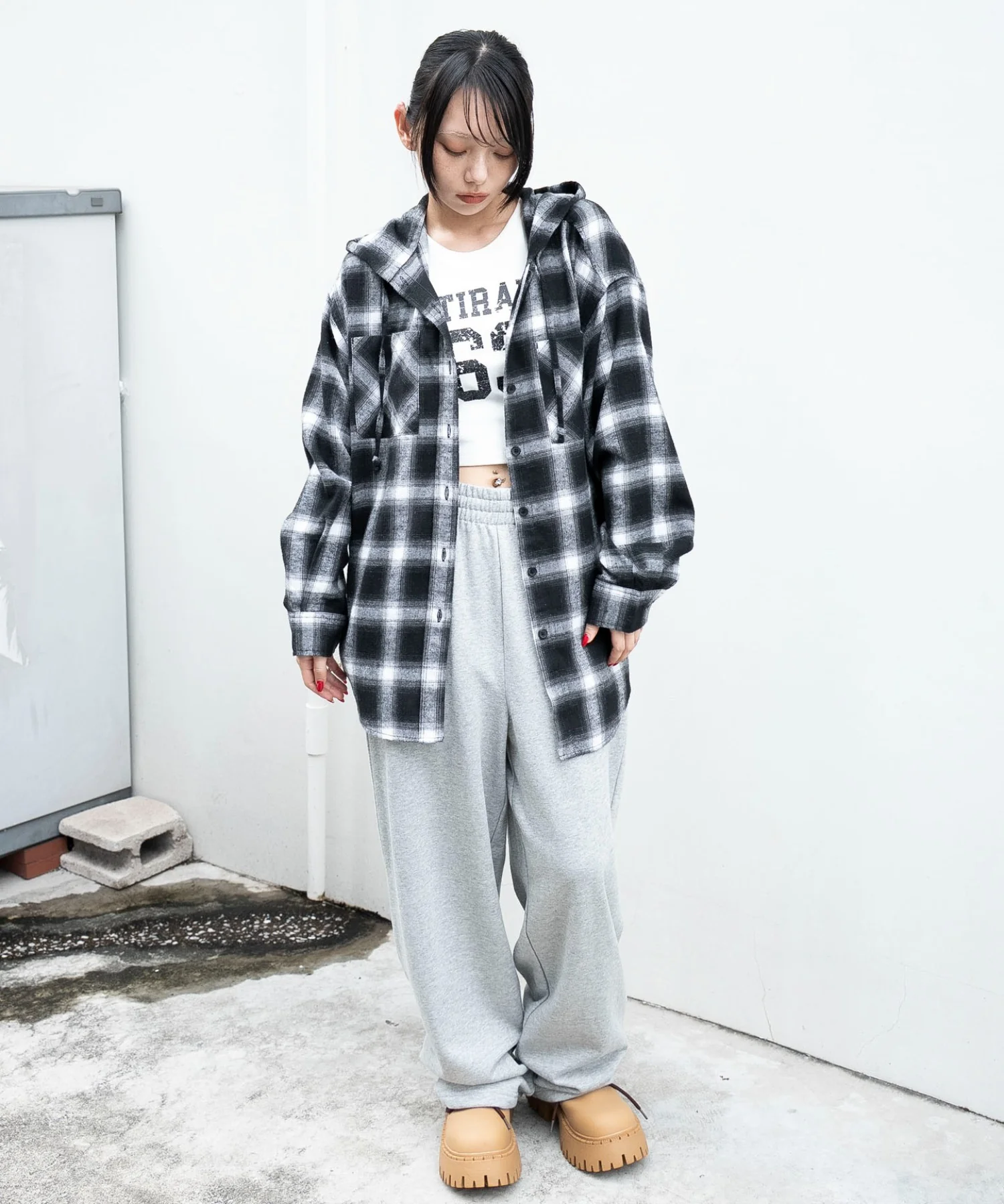 チェックフードBIGネルシャツ - Image 5