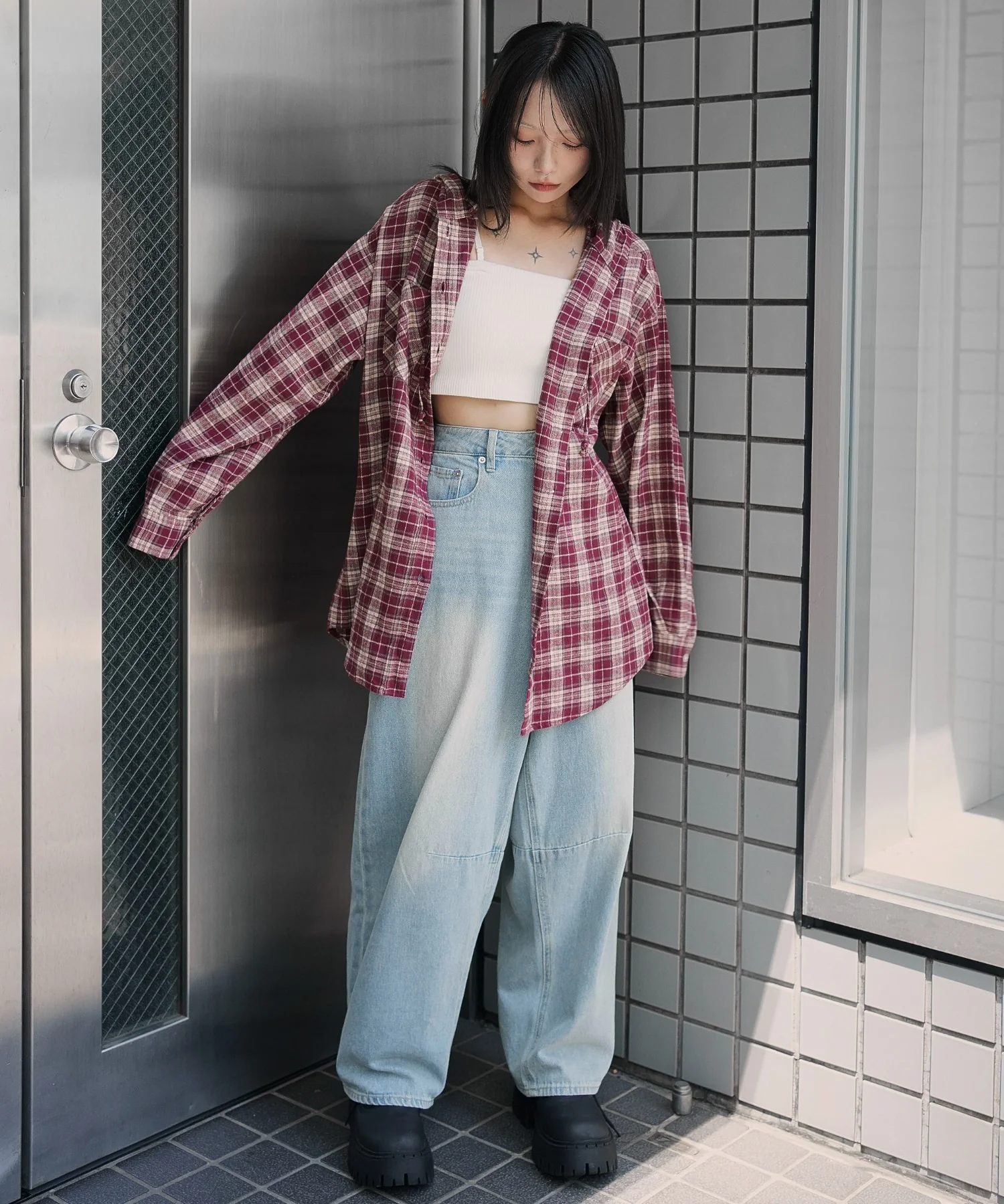 チェックフードBIGネルシャツ - Image 7