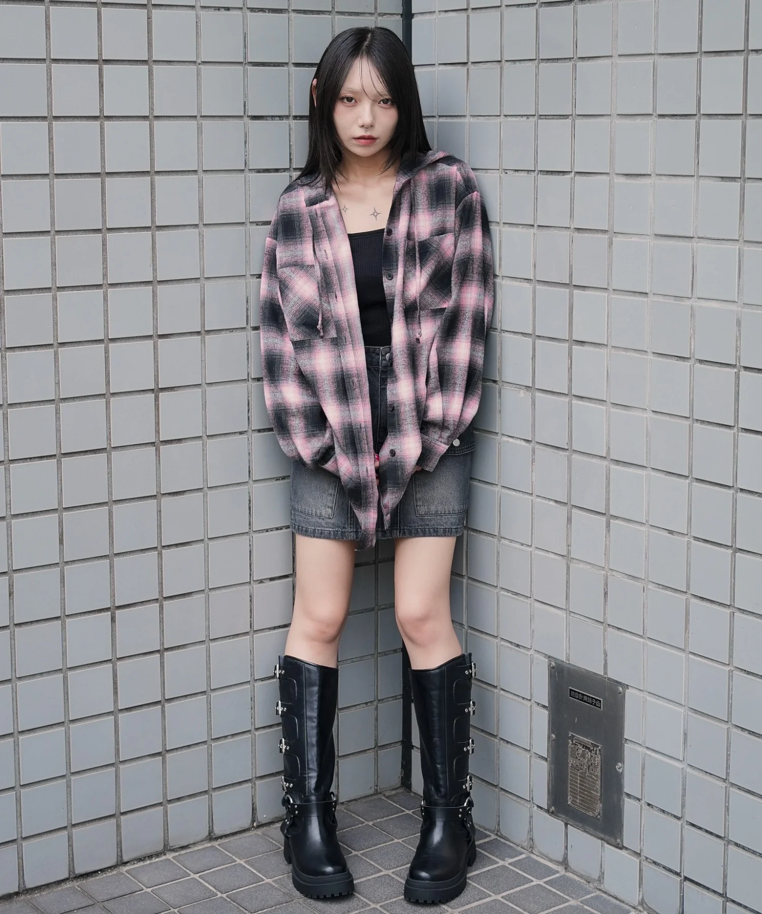 チェックフードBIGネルシャツ - Image 8