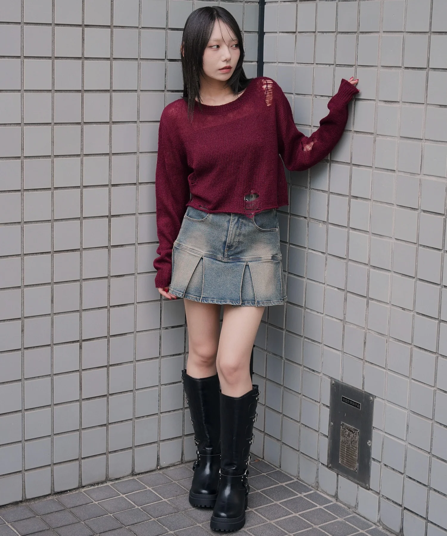 モヘアタッチダメージショートニット - Image 17