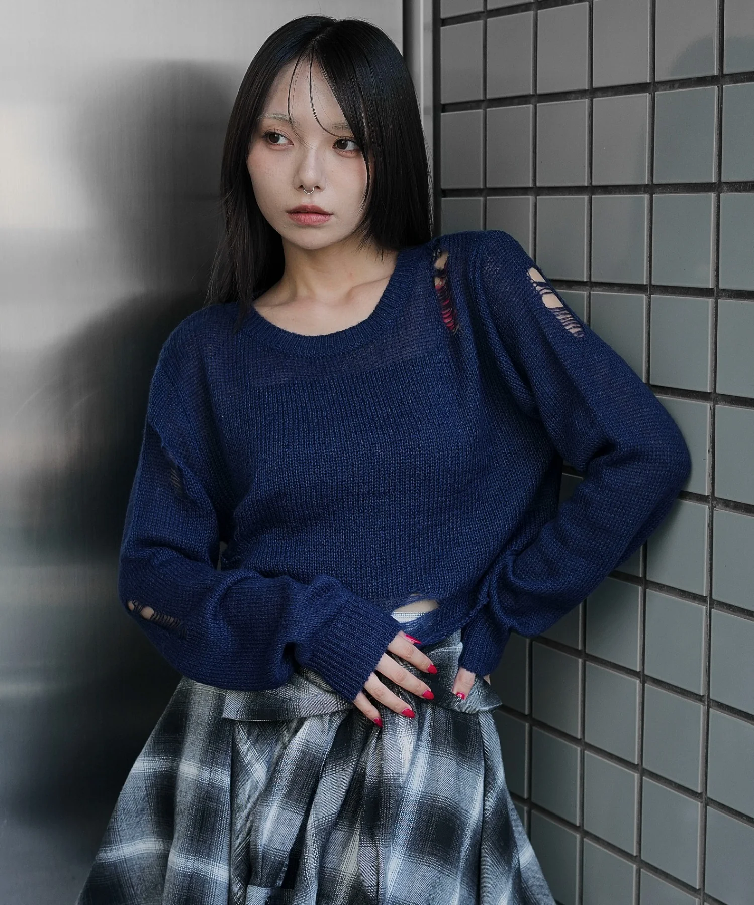 モヘアタッチダメージショートニット - Image 2