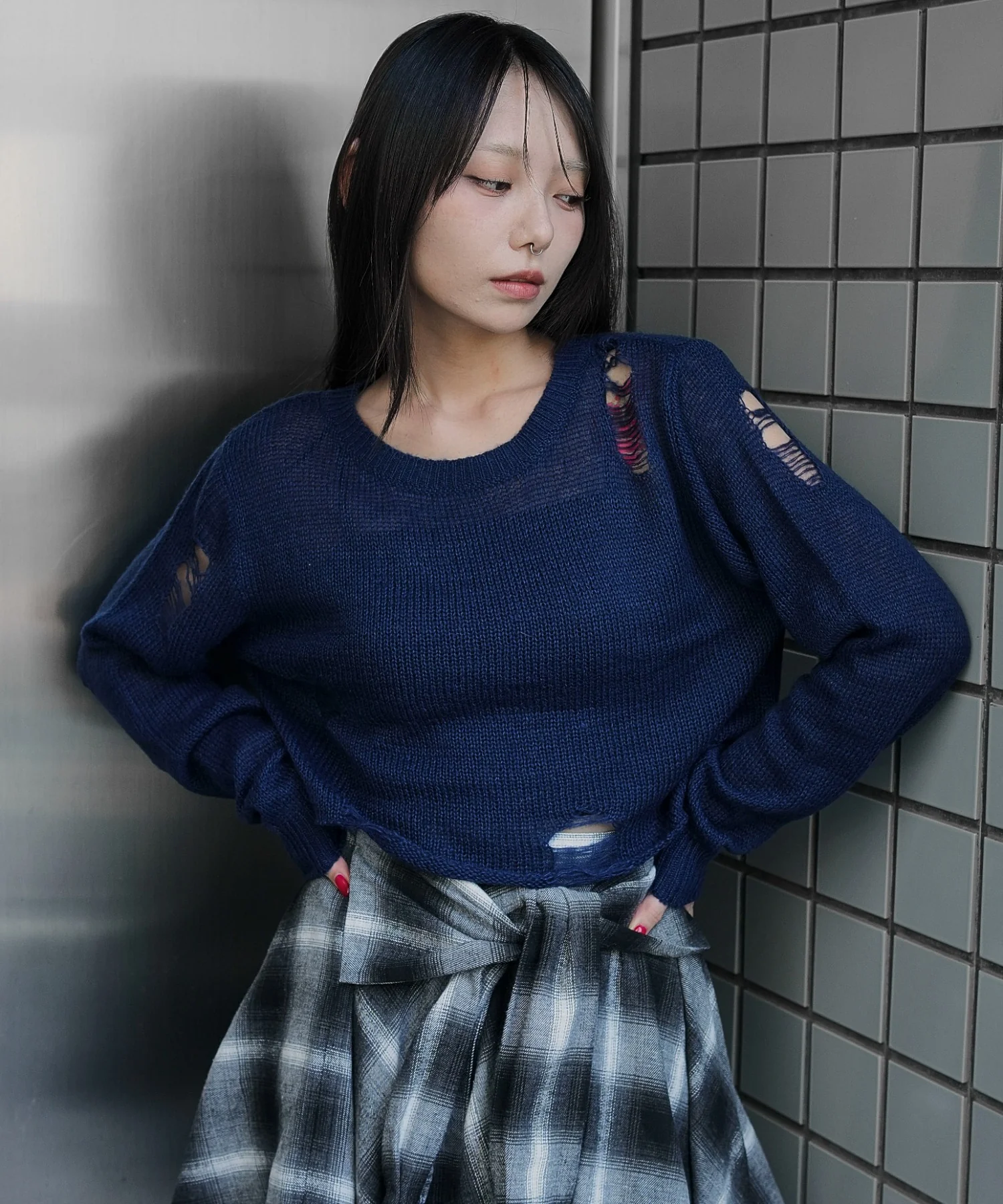 モヘアタッチダメージショートニット - Image 21