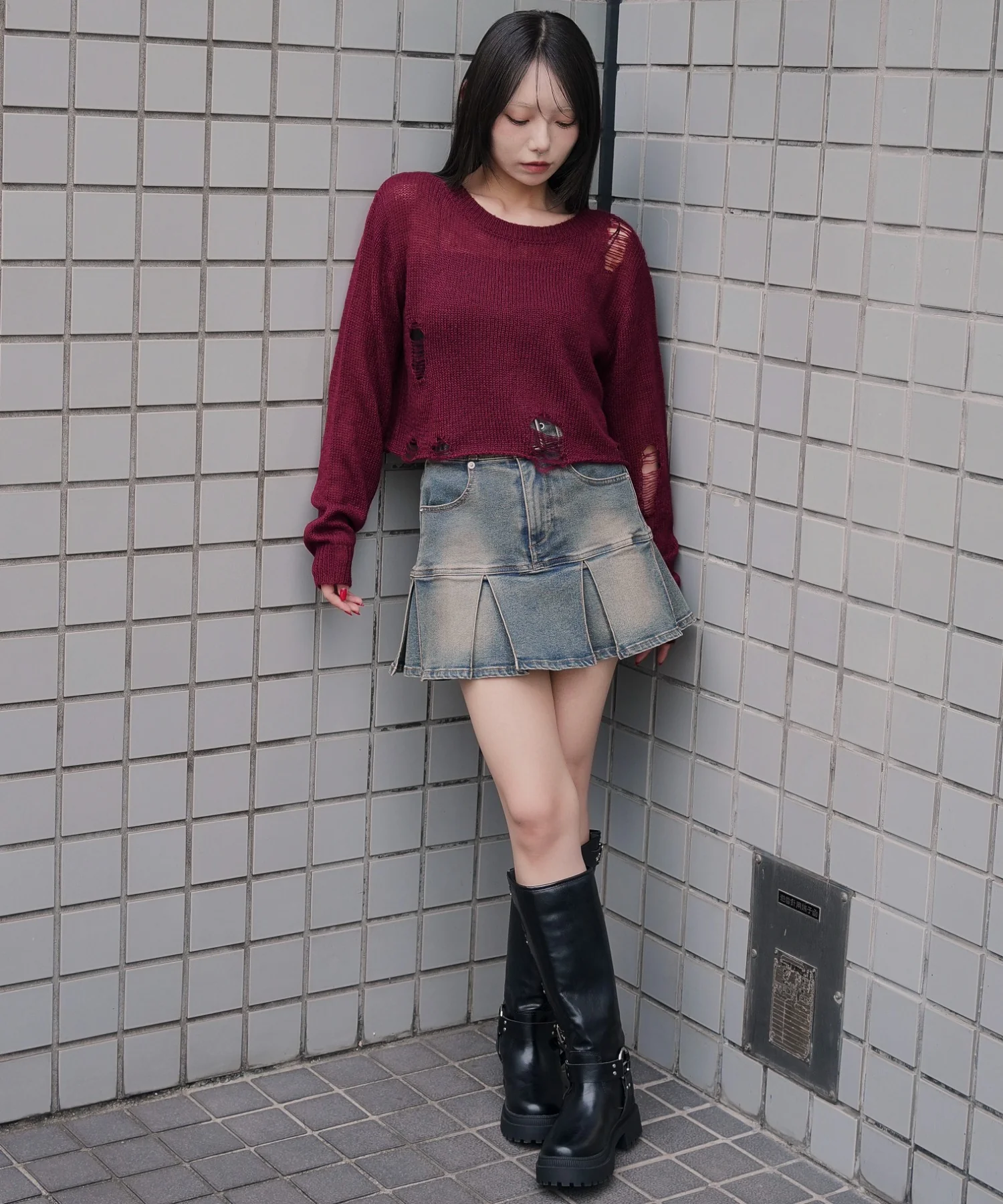 モヘアタッチダメージショートニット - Image 6