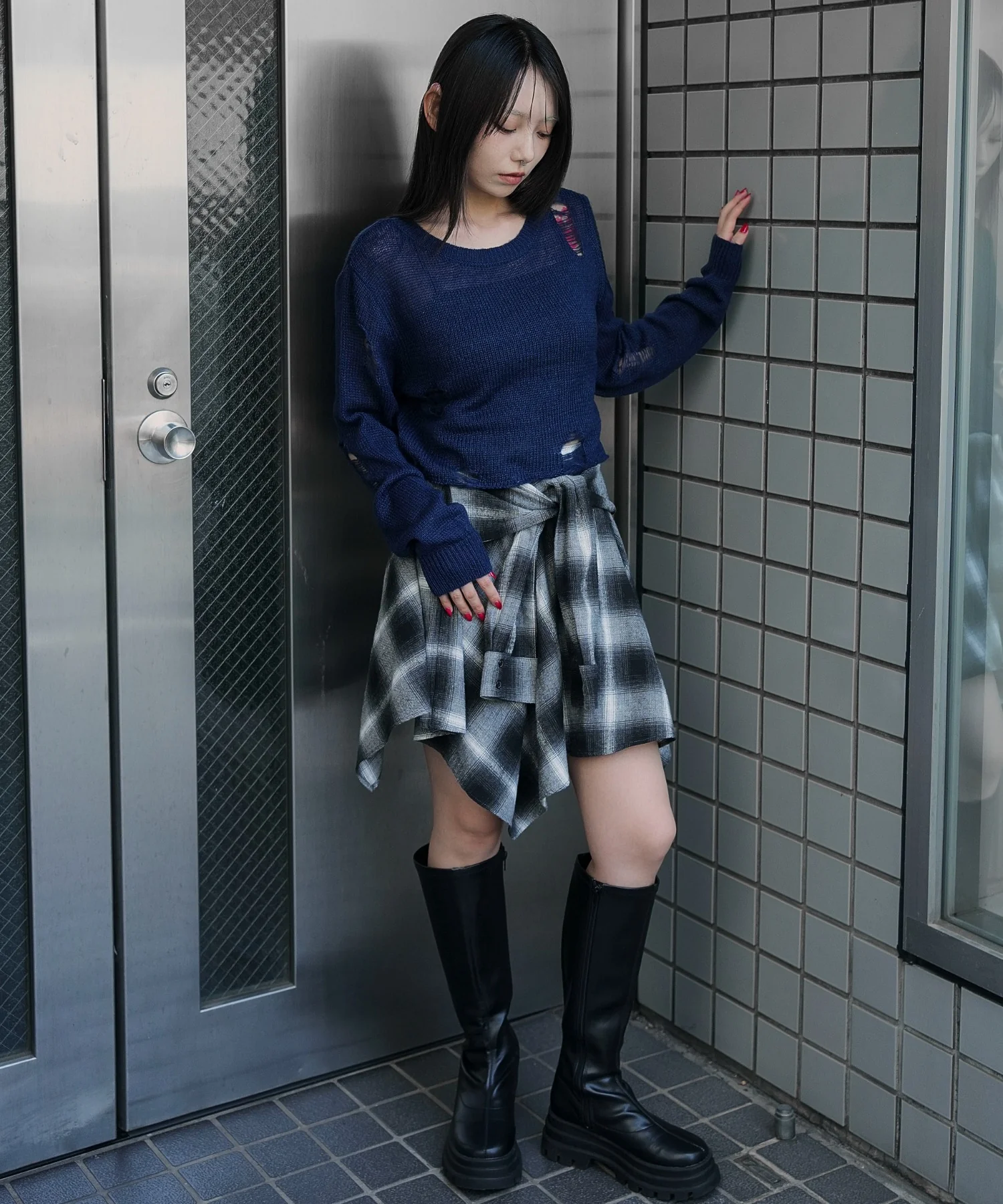 モヘアタッチダメージショートニット - Image 8