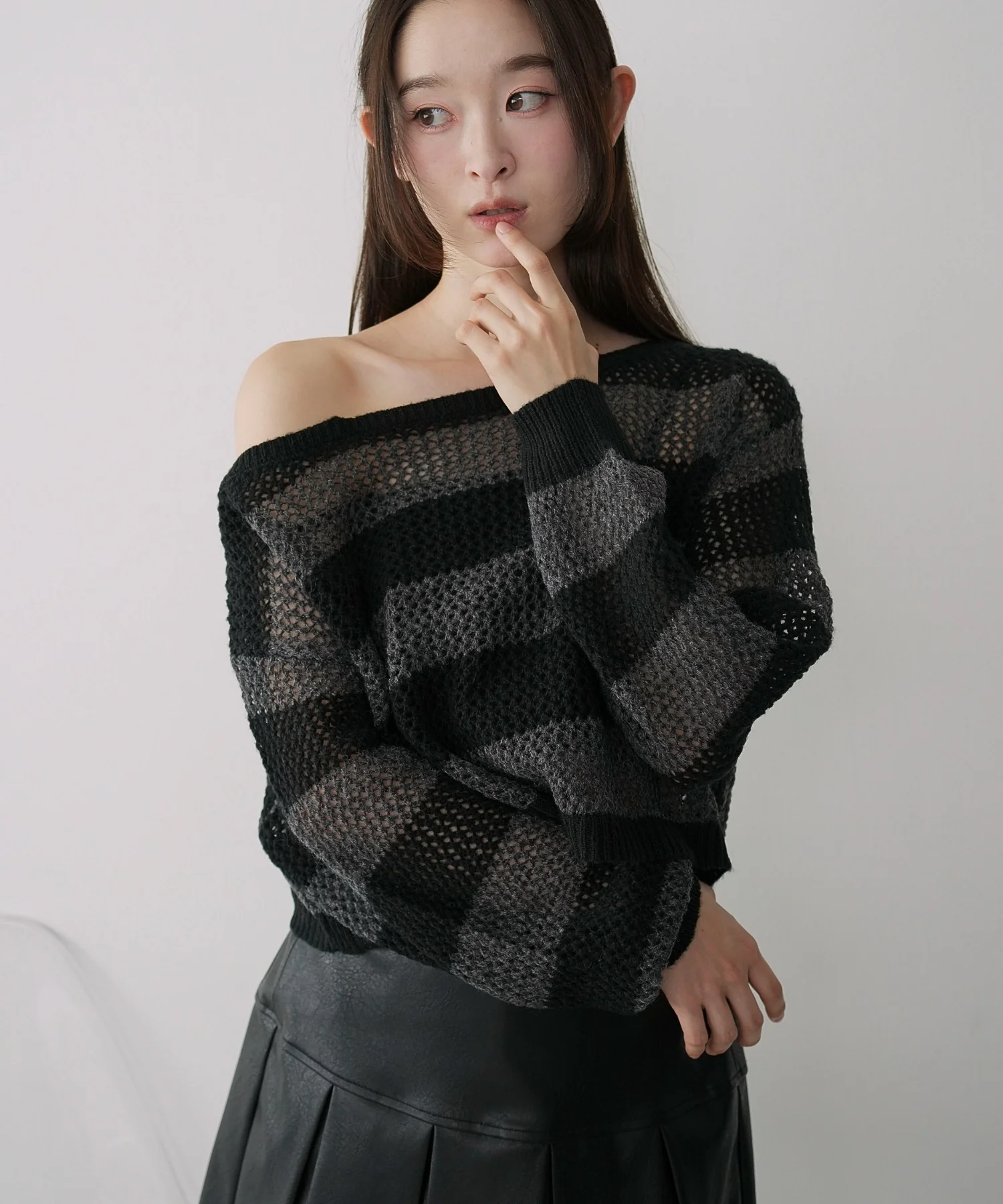モヘアタッチ2WAYワンショルニット - Image 14