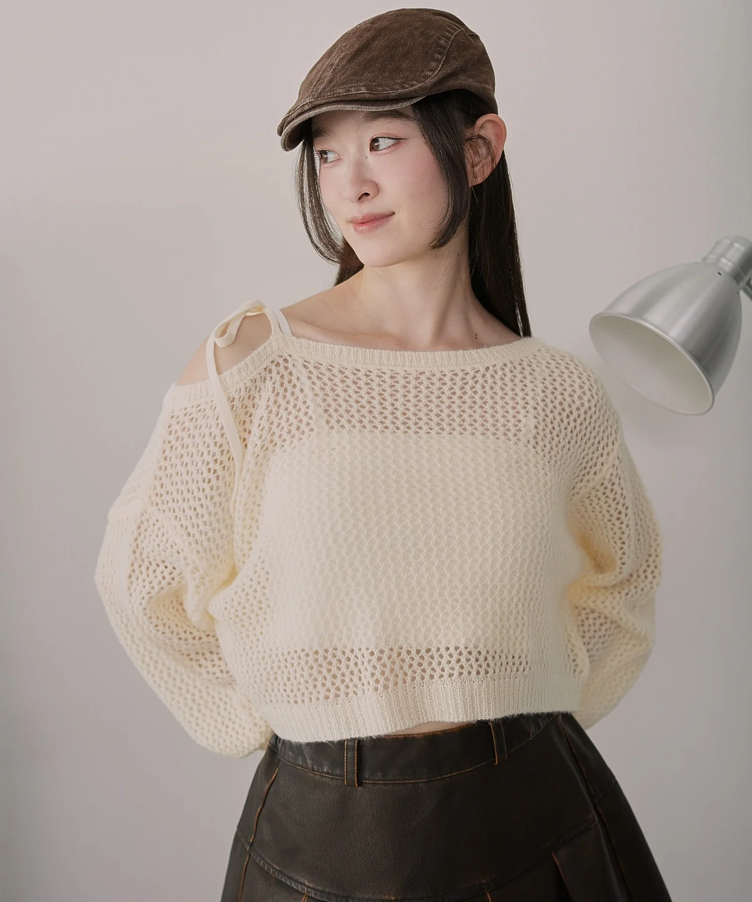 モヘアタッチ2WAYワンショルニット - Image 2
