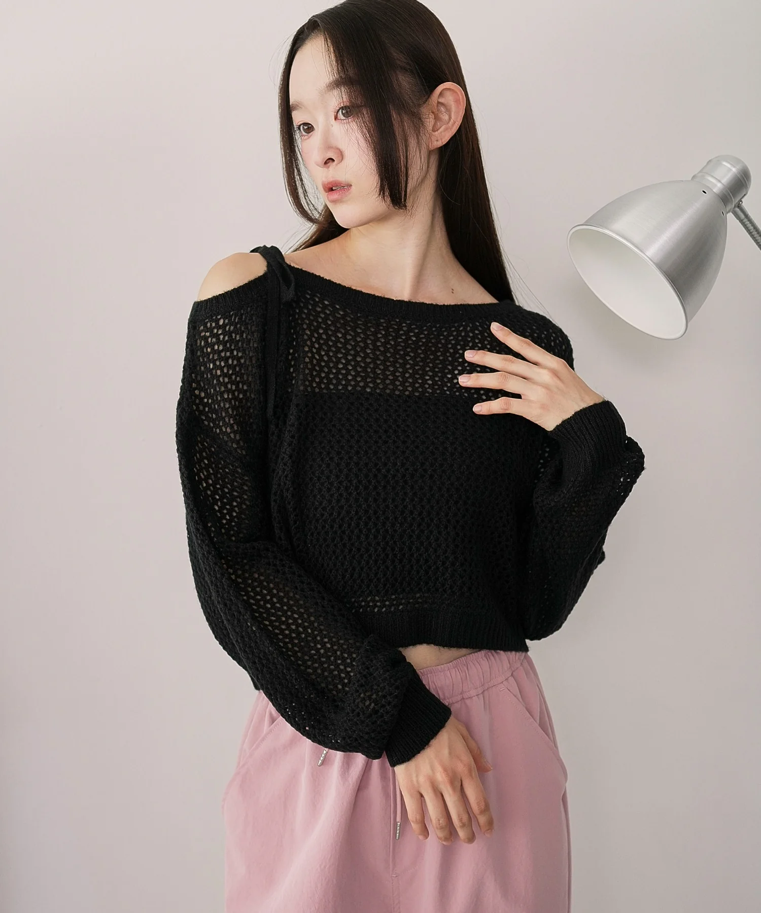 モヘアタッチ2WAYワンショルニット - Image 3