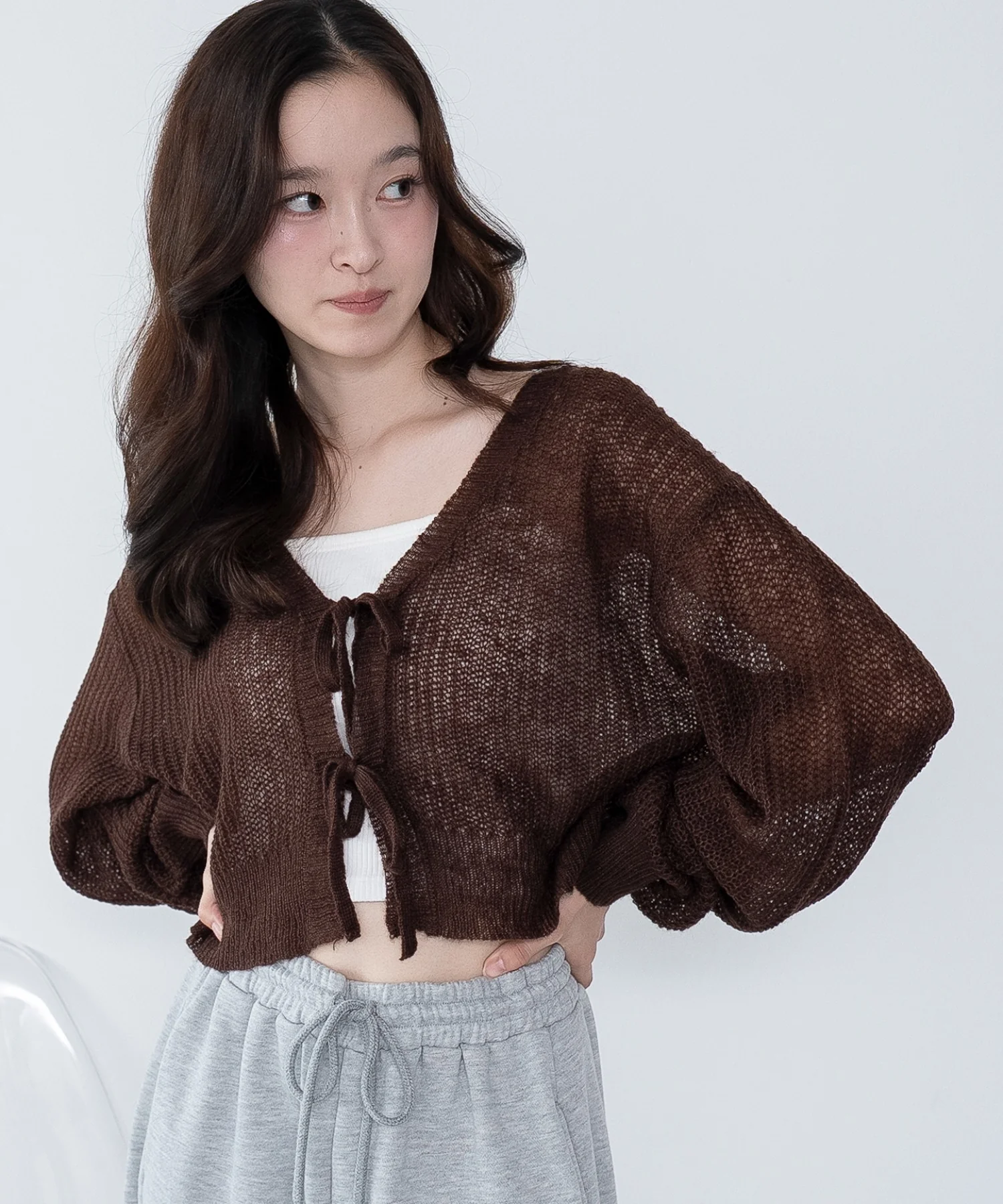 モヘアタッチ2WAYリボンカーデ - Image 3