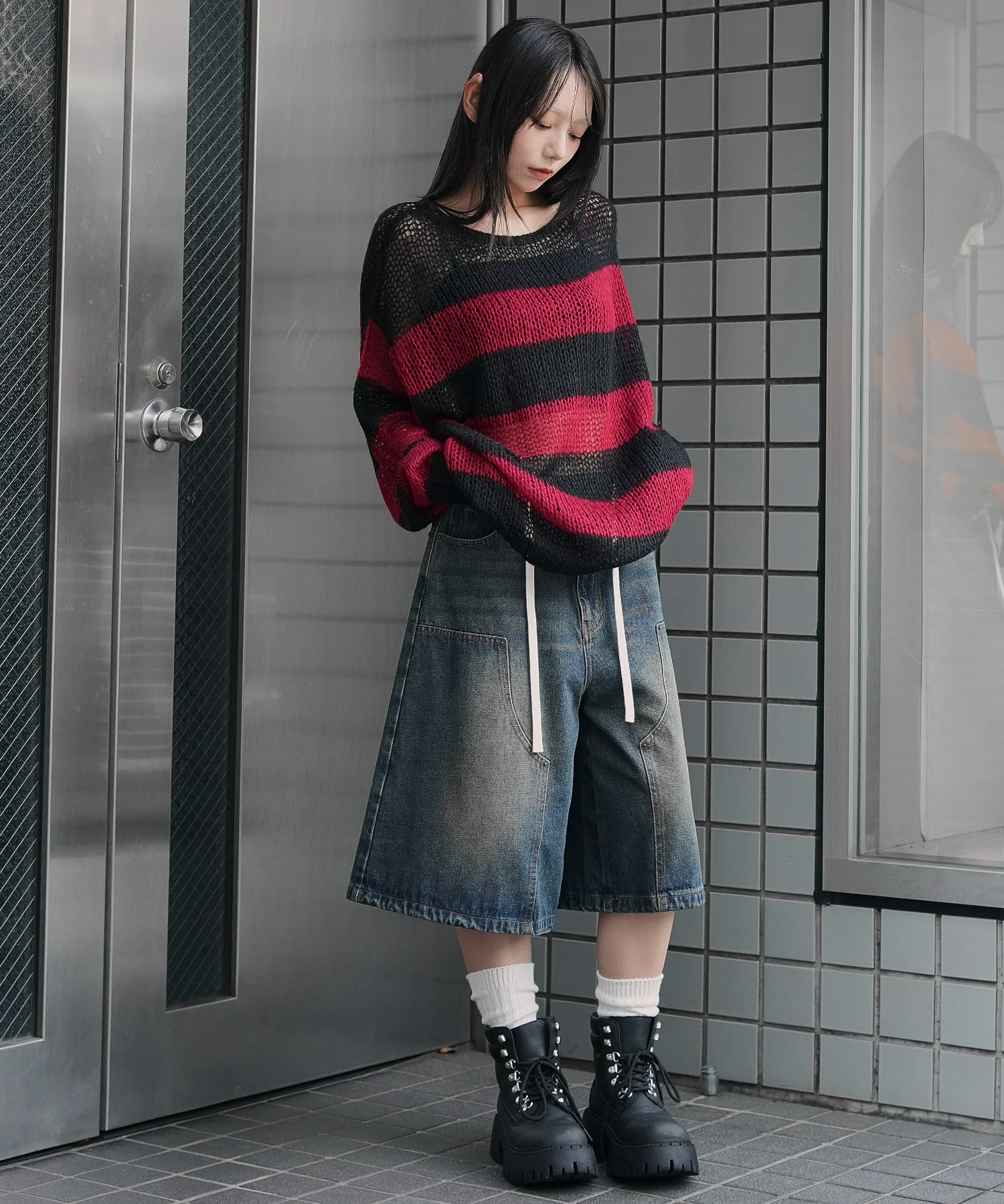 モヘアタッチボーダーBIGニット - Image 4