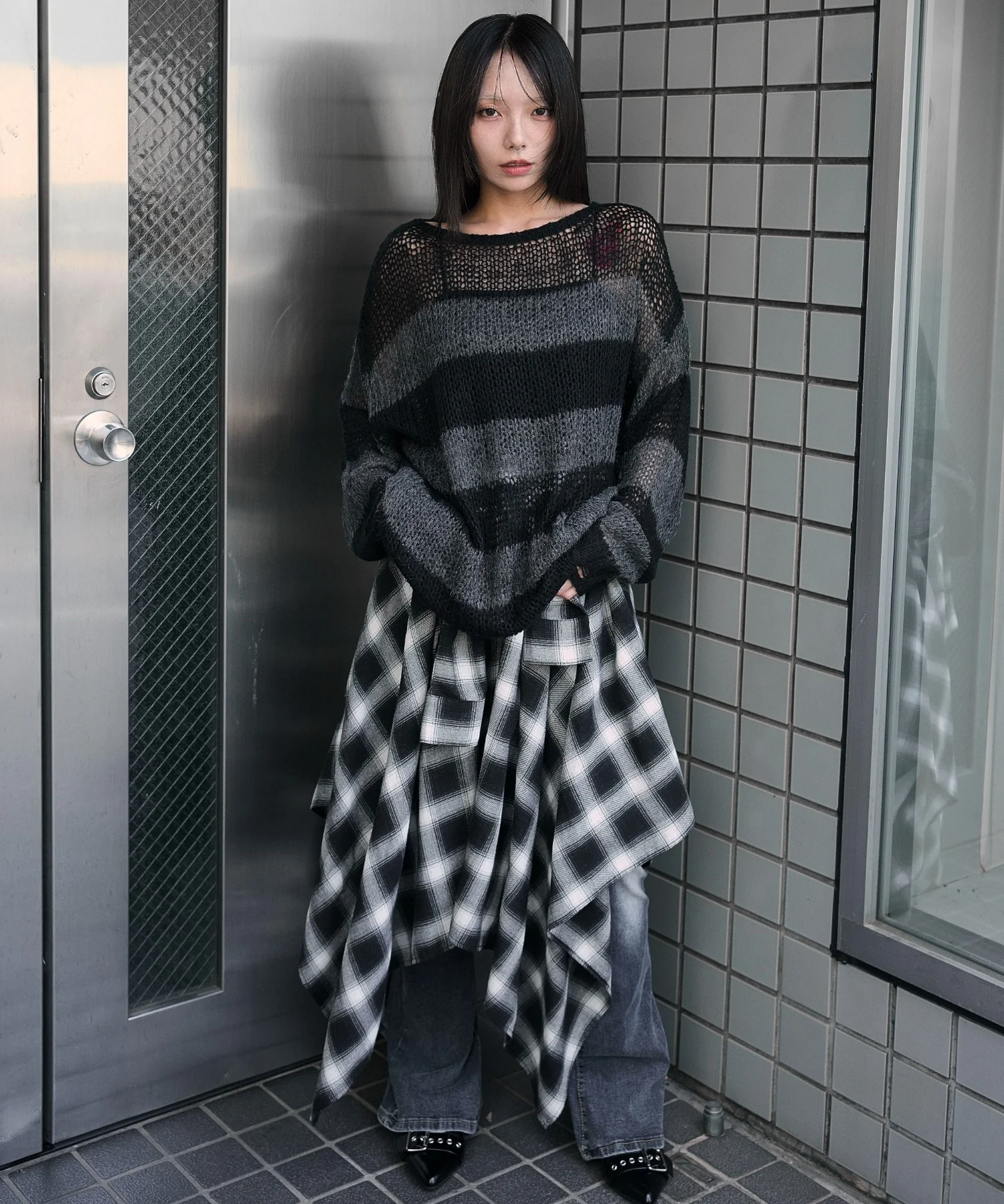 モヘアタッチボーダーBIGニット - Image 5