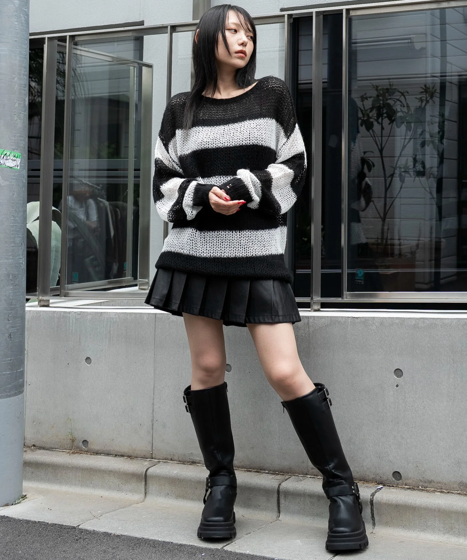 モヘアタッチボーダーBIGニット - Image 6