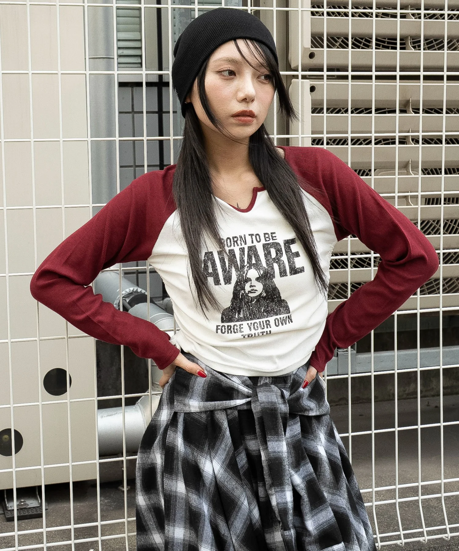 キーネックサイドドロストラグランロンT - Image 15