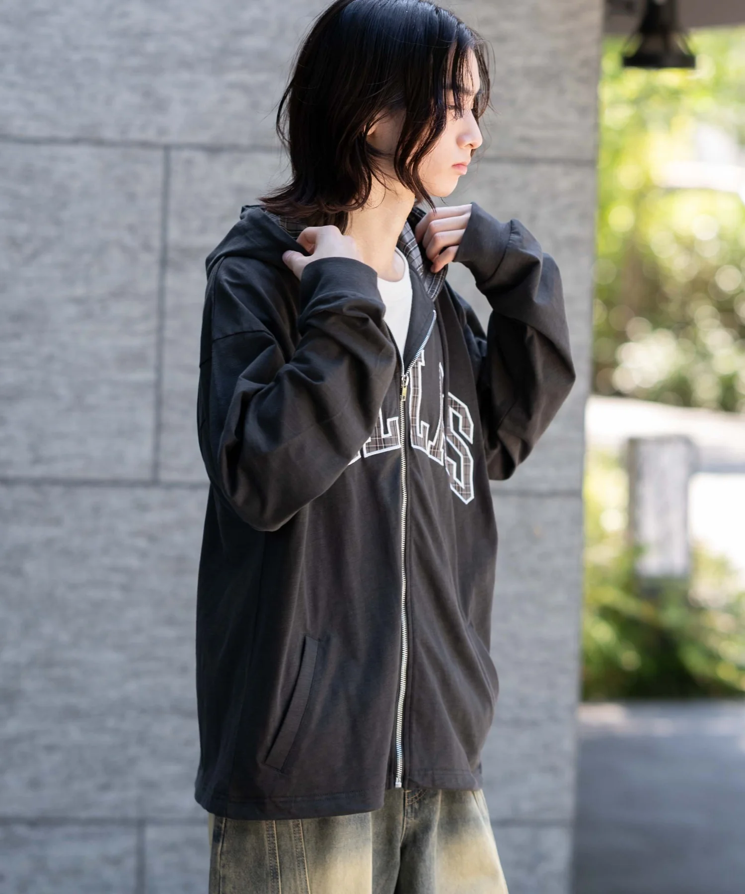 スラブチェックロゴジップパーカー - Image 14