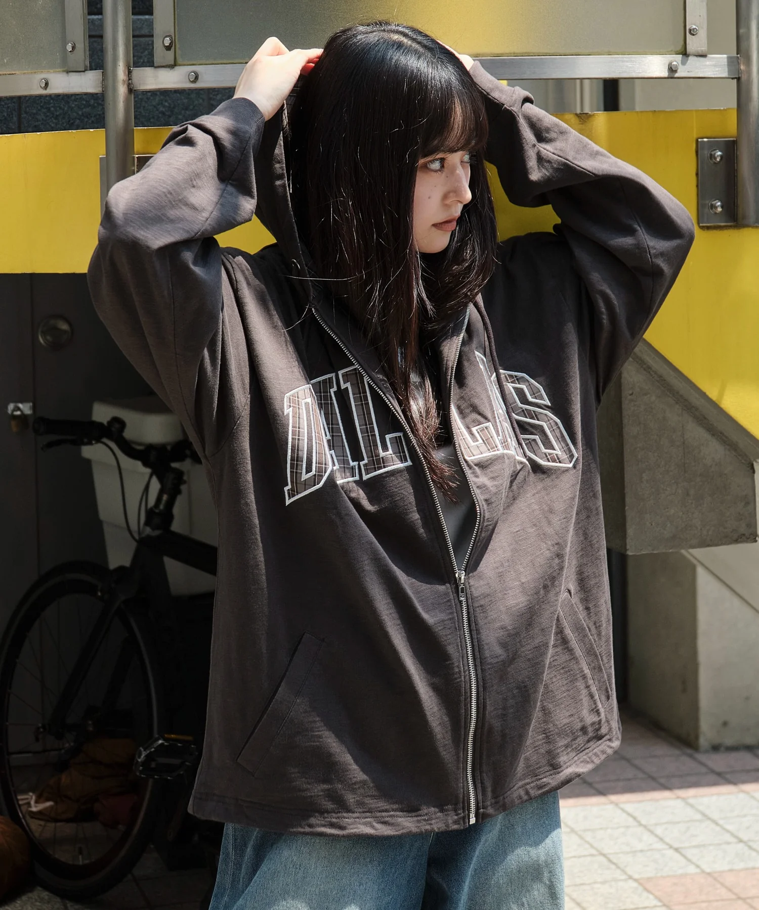 スラブチェックロゴジップパーカー - Image 18
