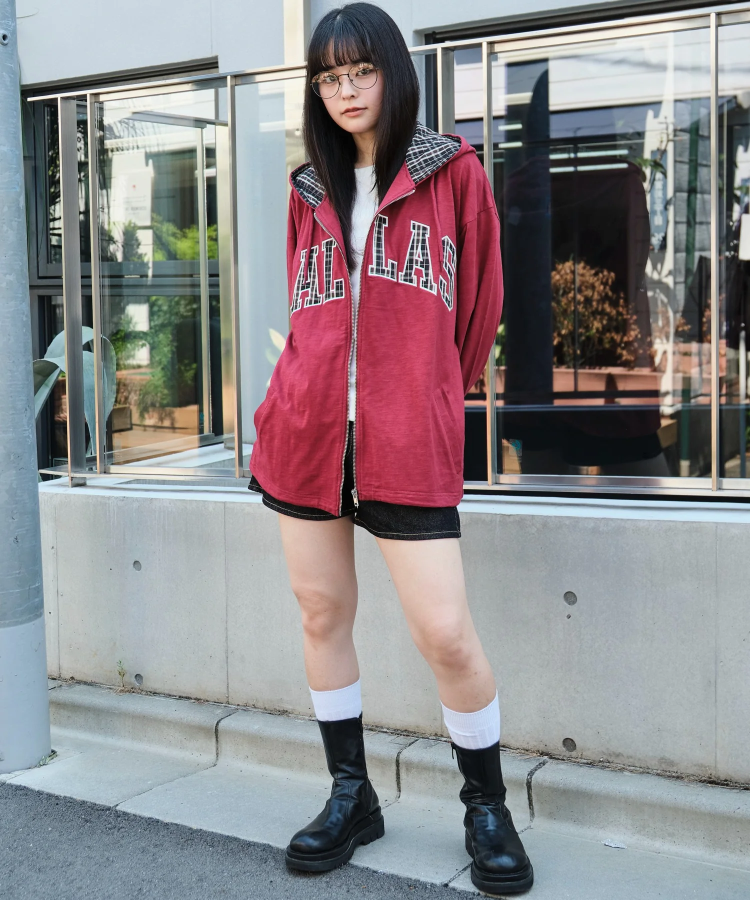スラブチェックロゴジップパーカー - Image 4