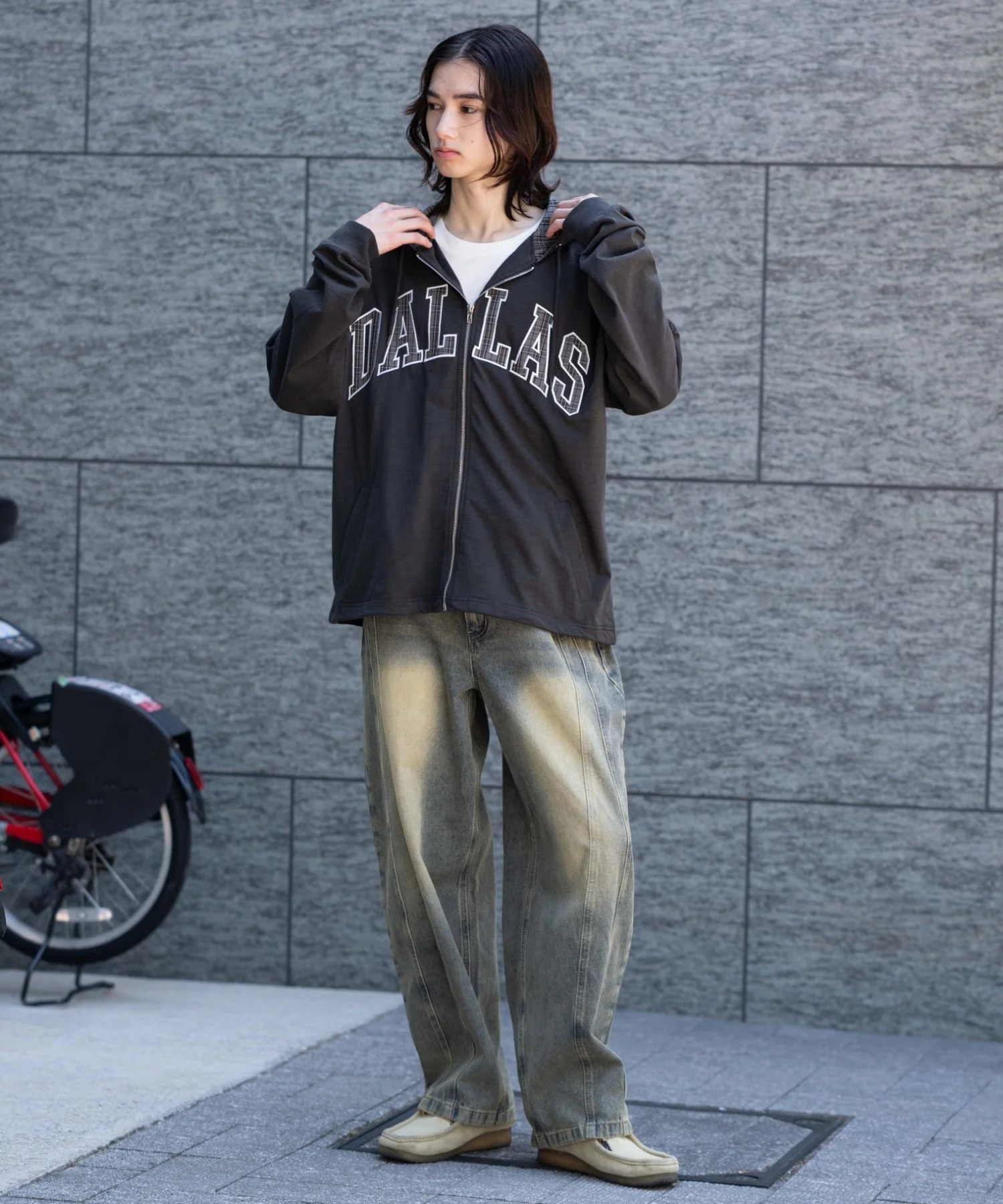 スラブチェックロゴジップパーカー - Image 5