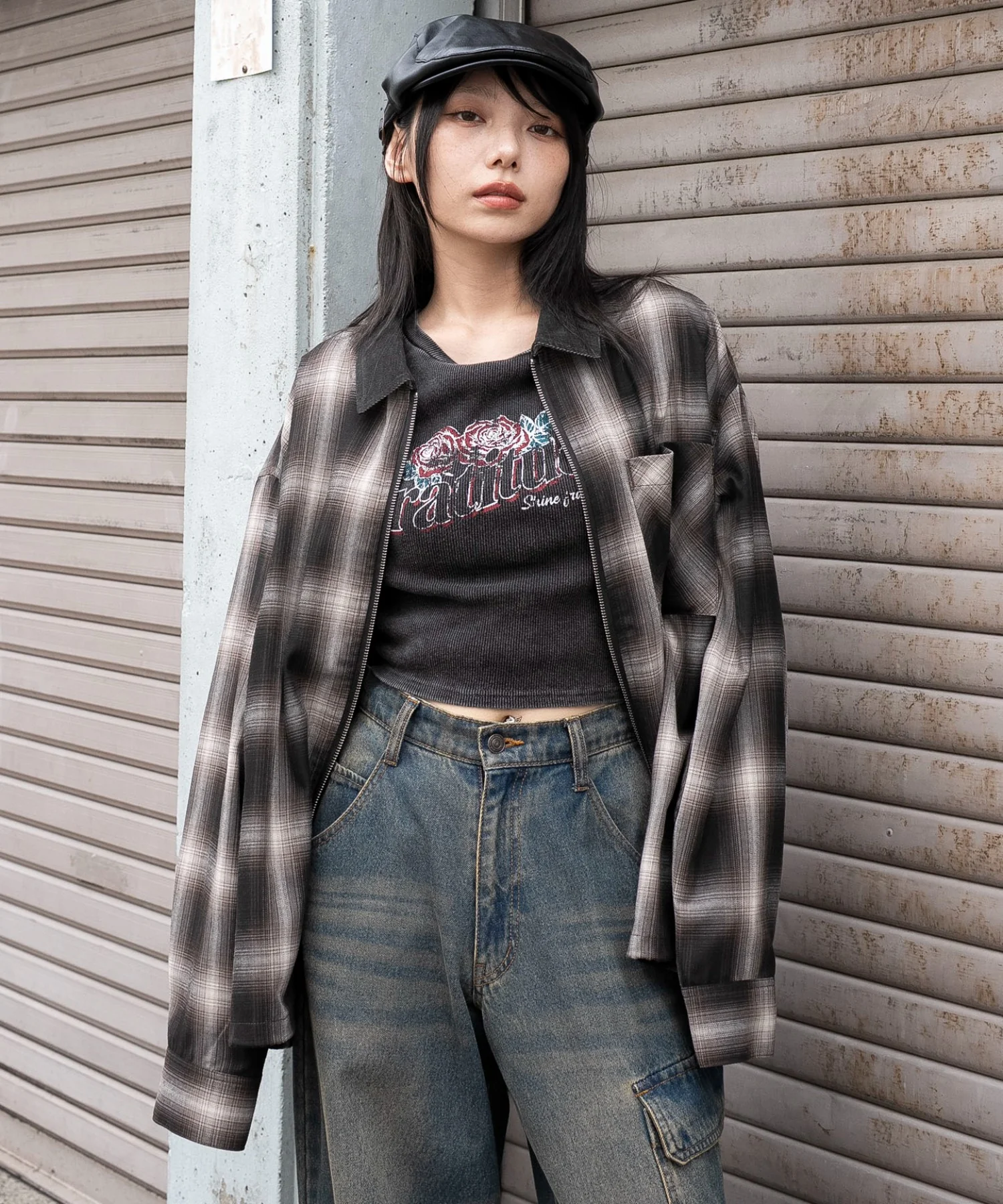 オンブレチェックシャツジャケット