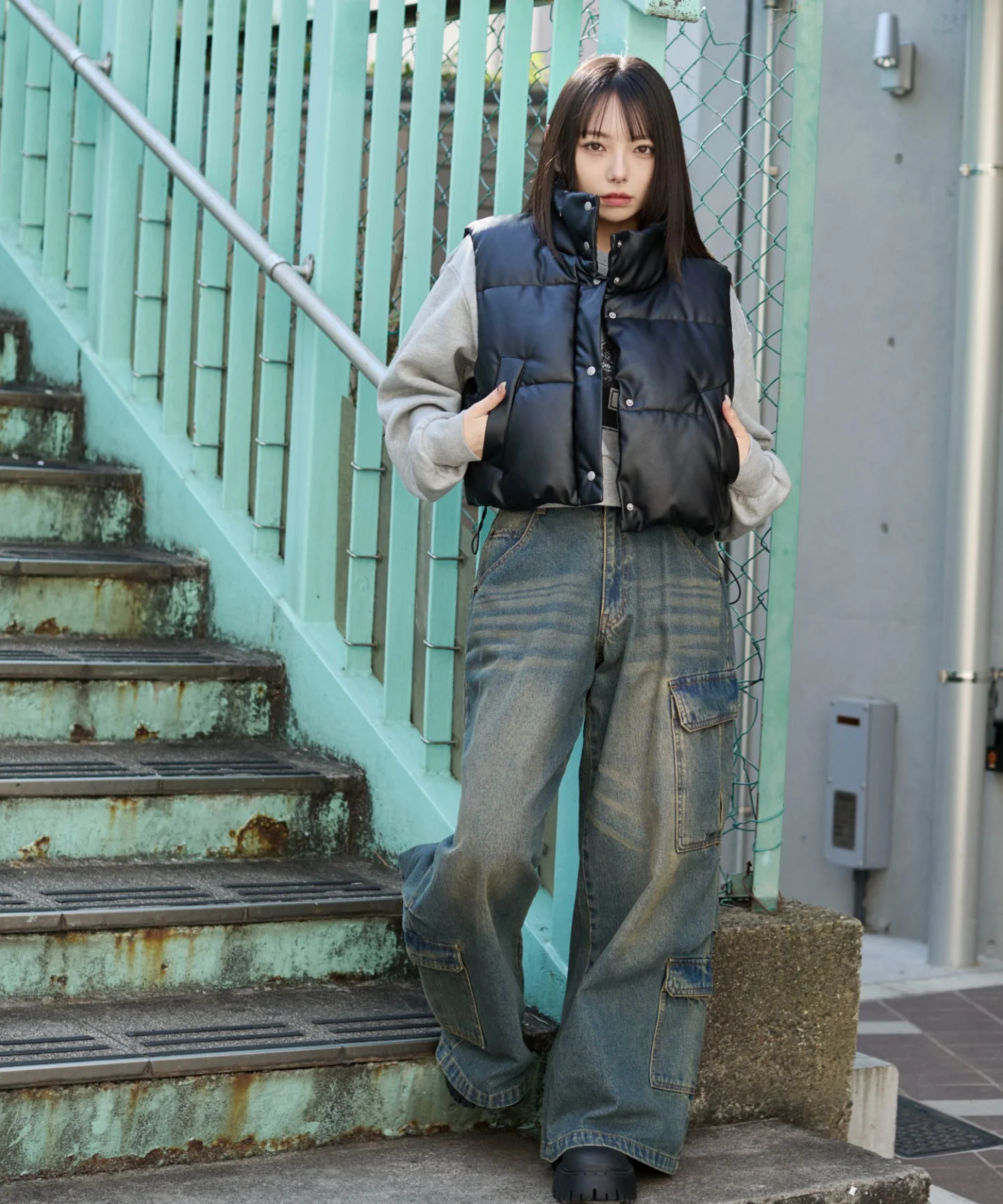 PUパファーショートベスト - Image 10