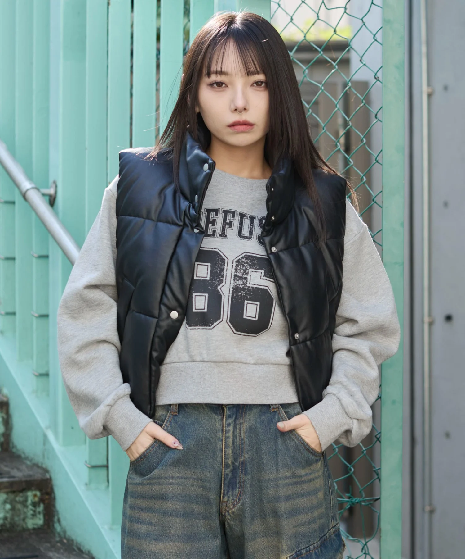 PUパファーショートベスト - Image 7