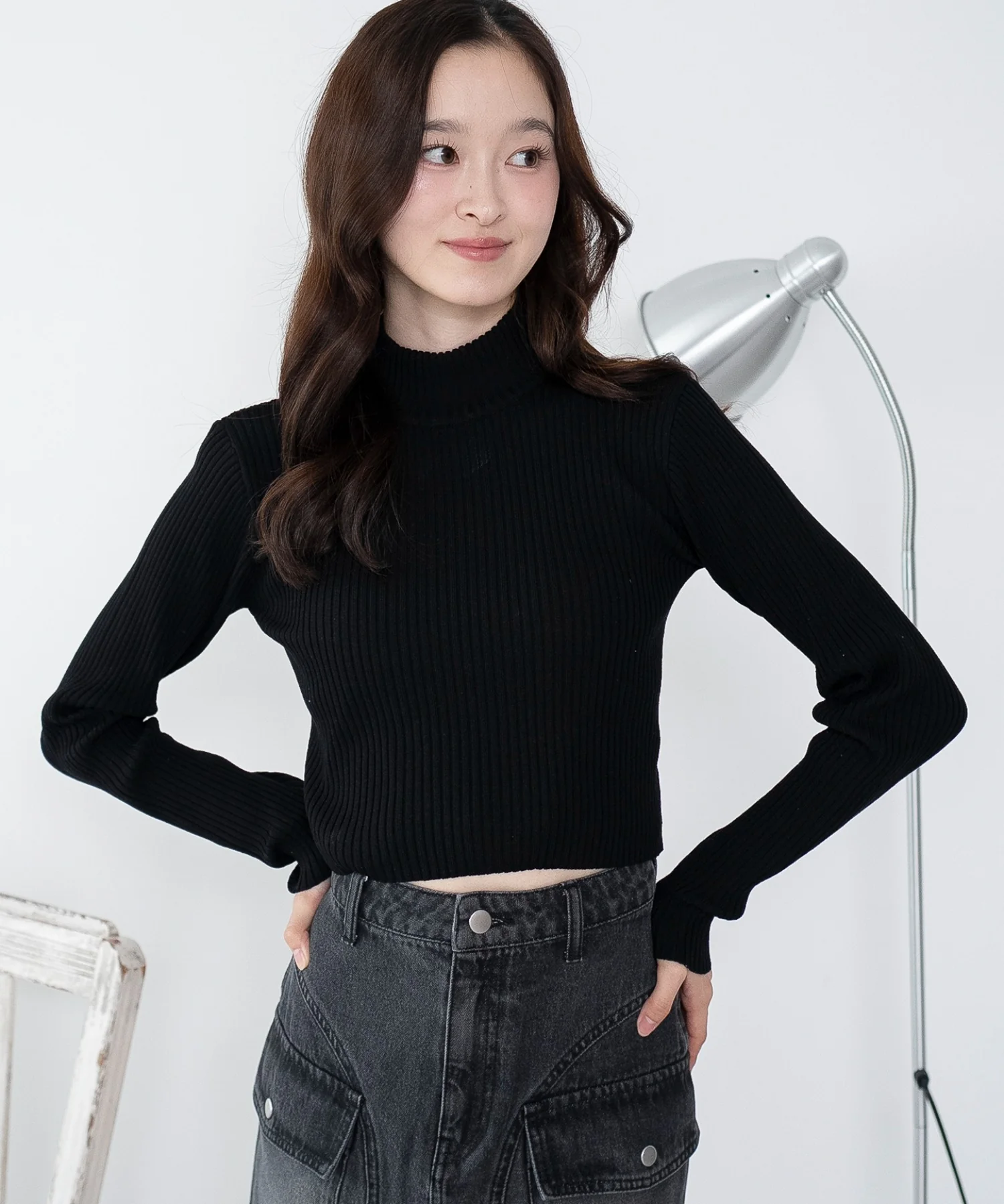 リブハイネックショートニット - Image 14