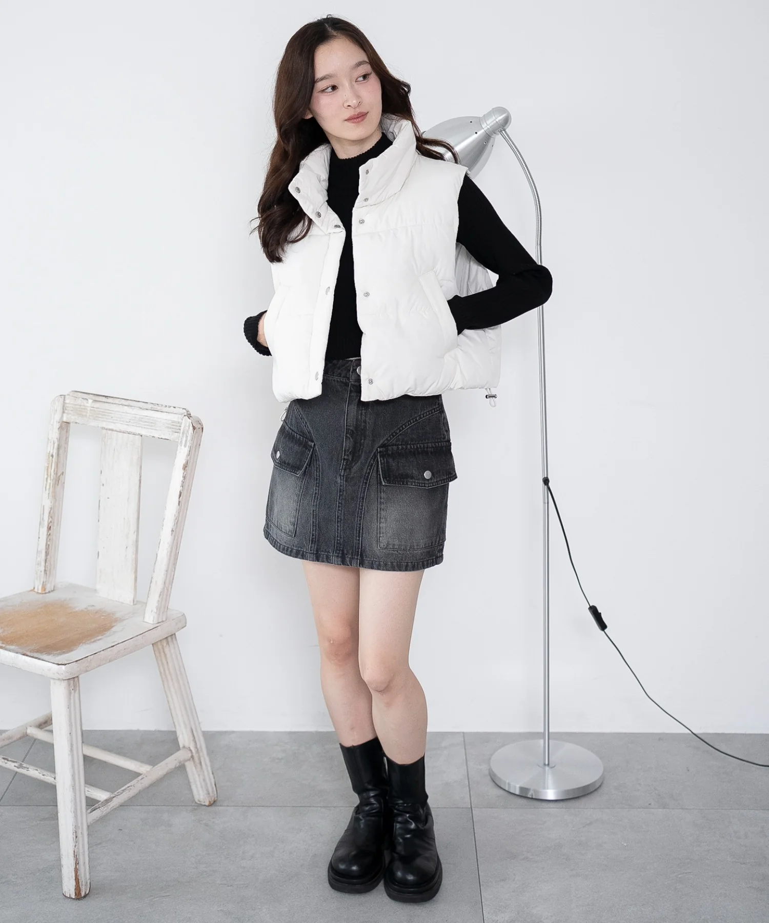 リブハイネックショートニット - Image 17