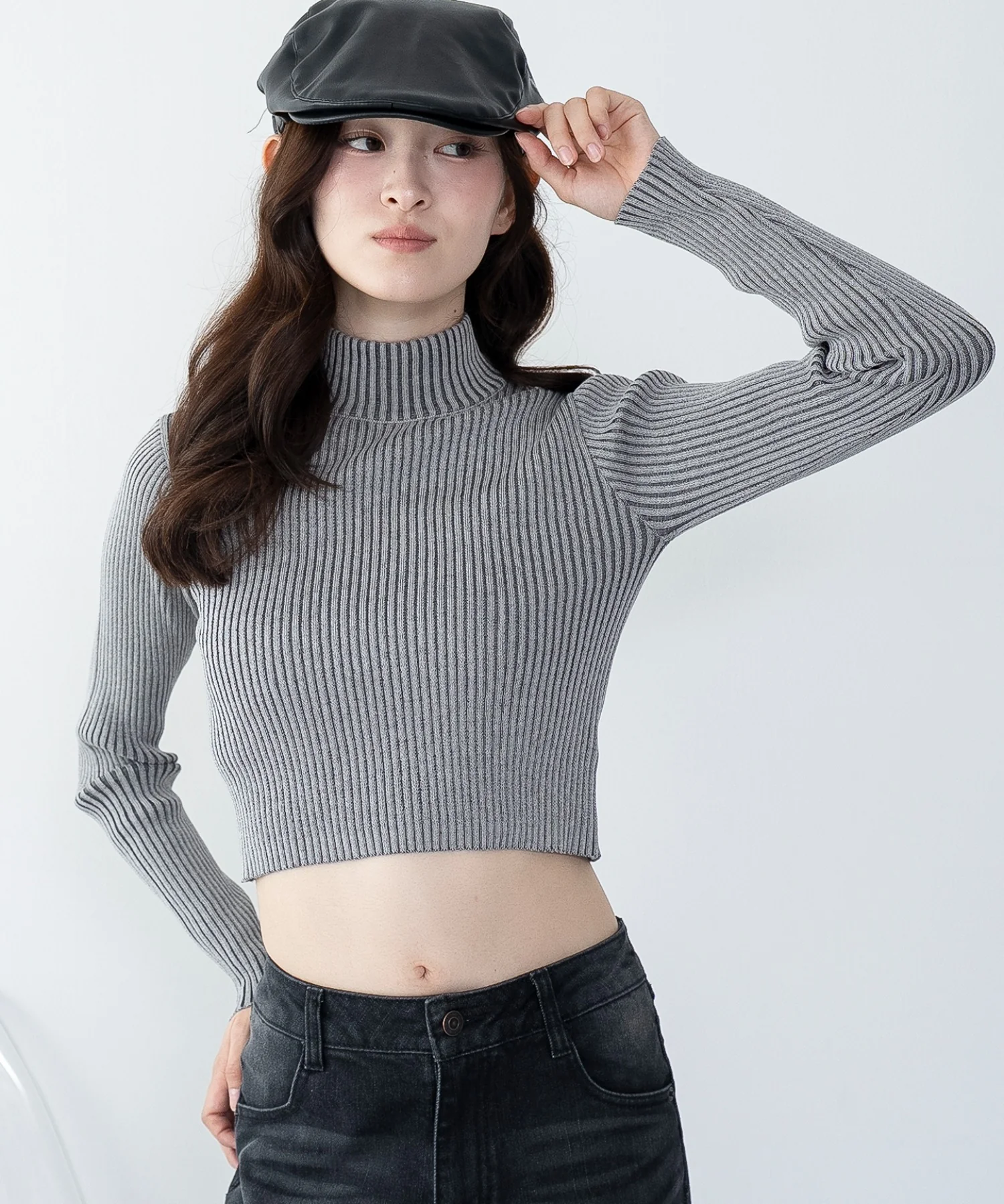 リブハイネックショートニット - Image 22