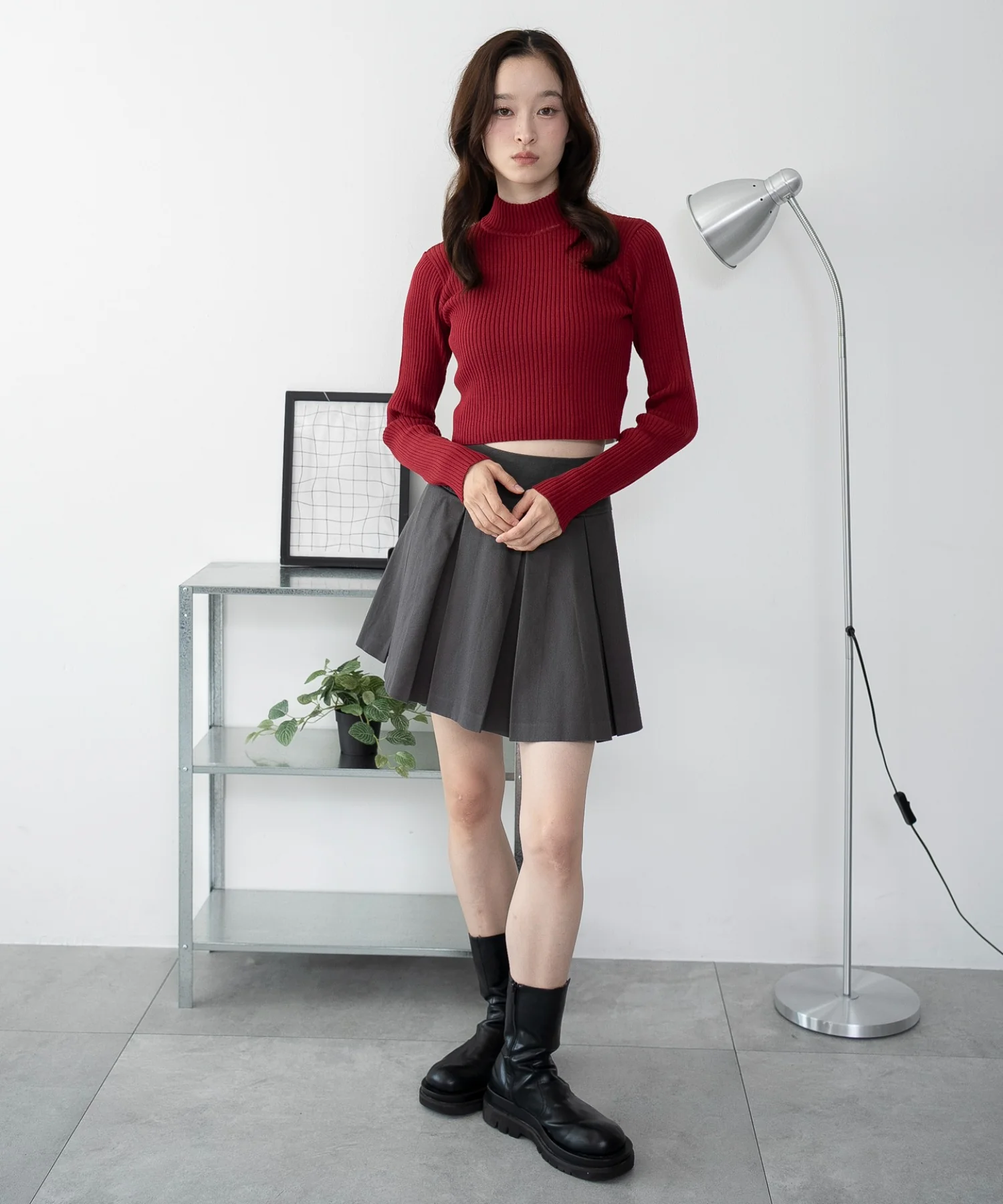 リブハイネックショートニット - Image 7