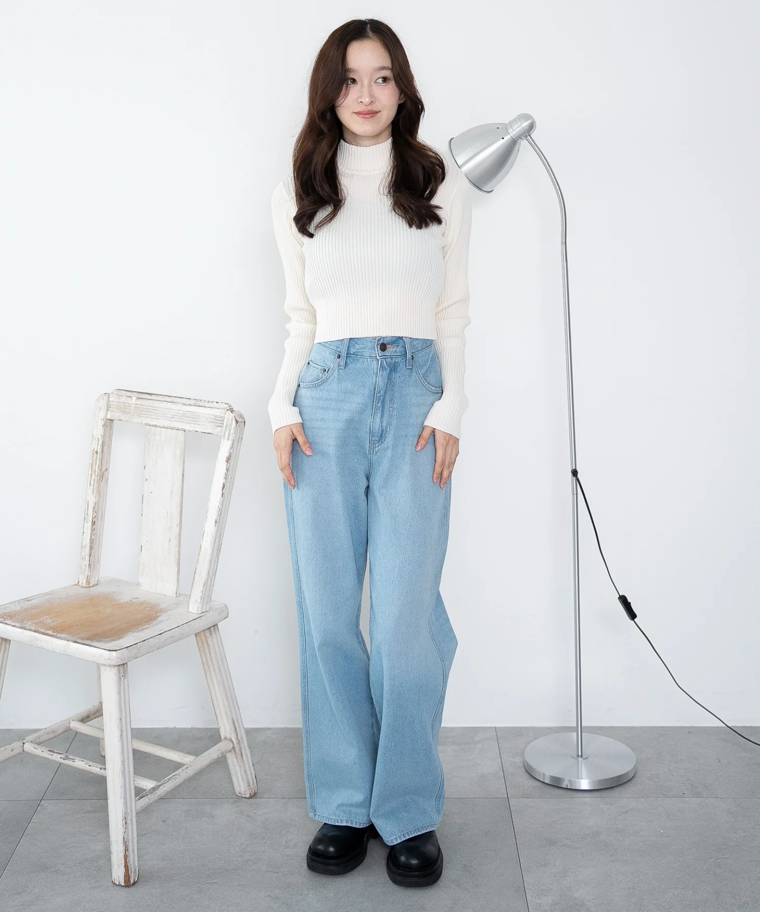 リブハイネックショートニット - Image 8