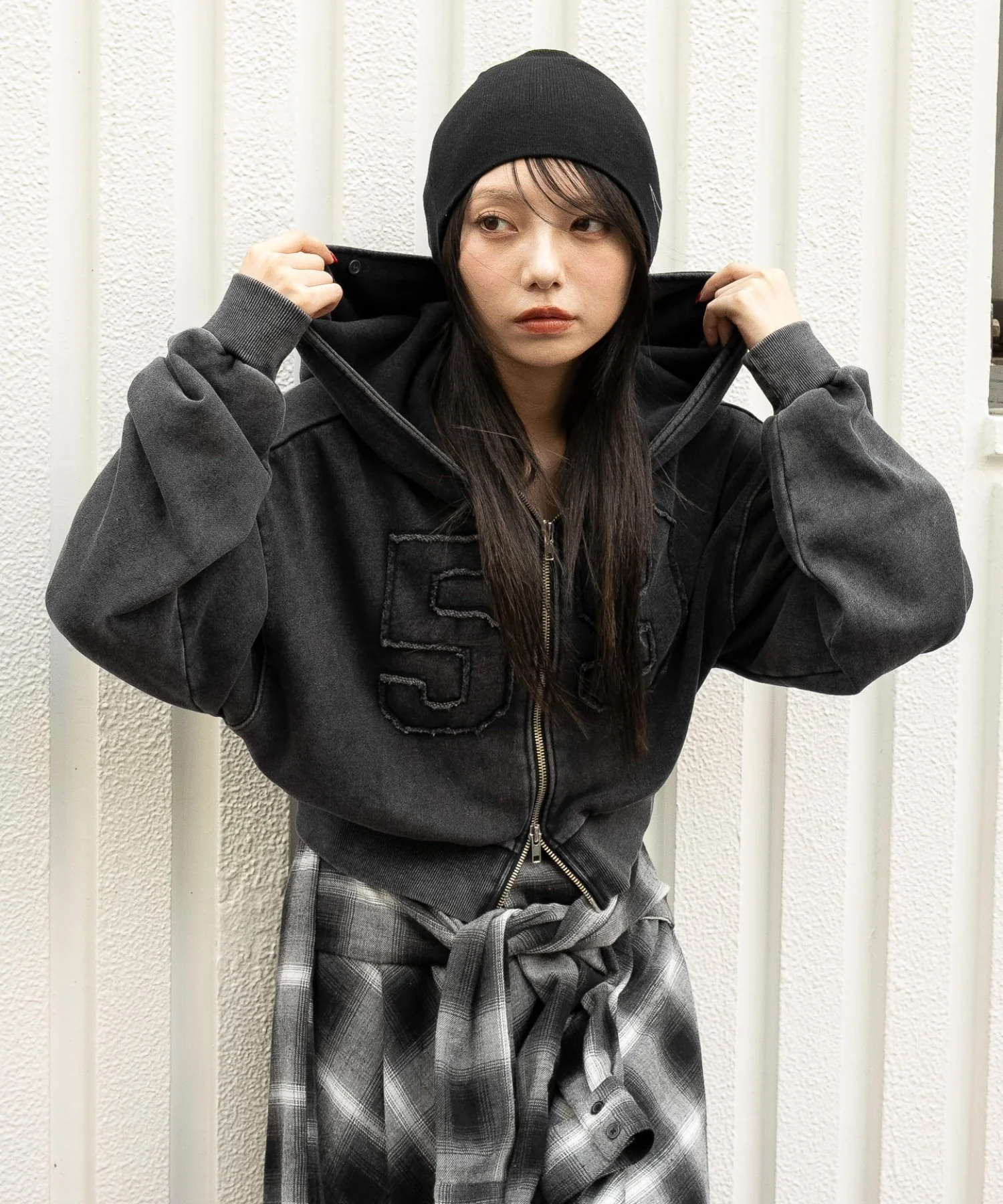 ファーフードショートZIPパーカー - Image 16