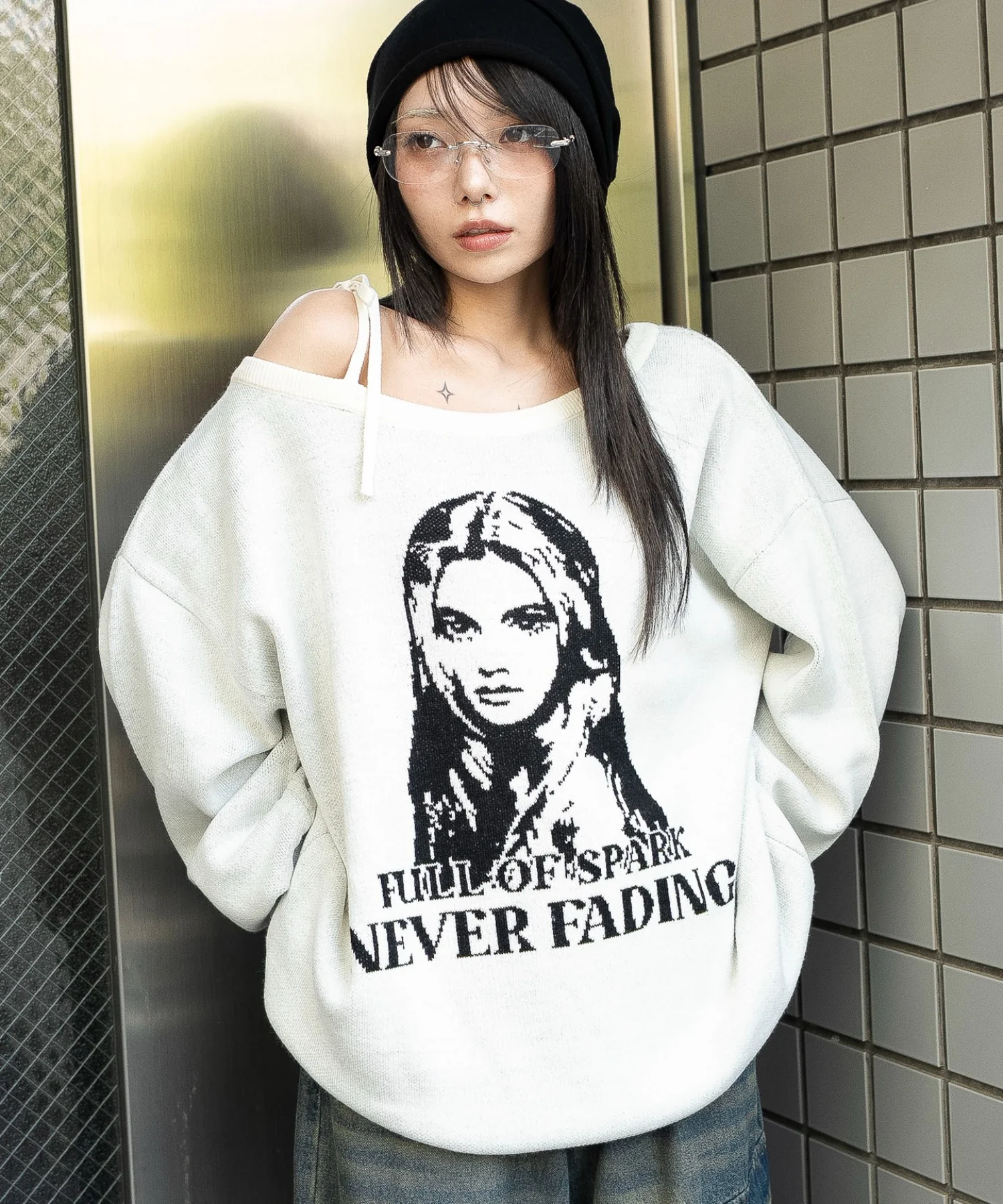 2WAYグラフィックワンショルBIGニット - Image 4