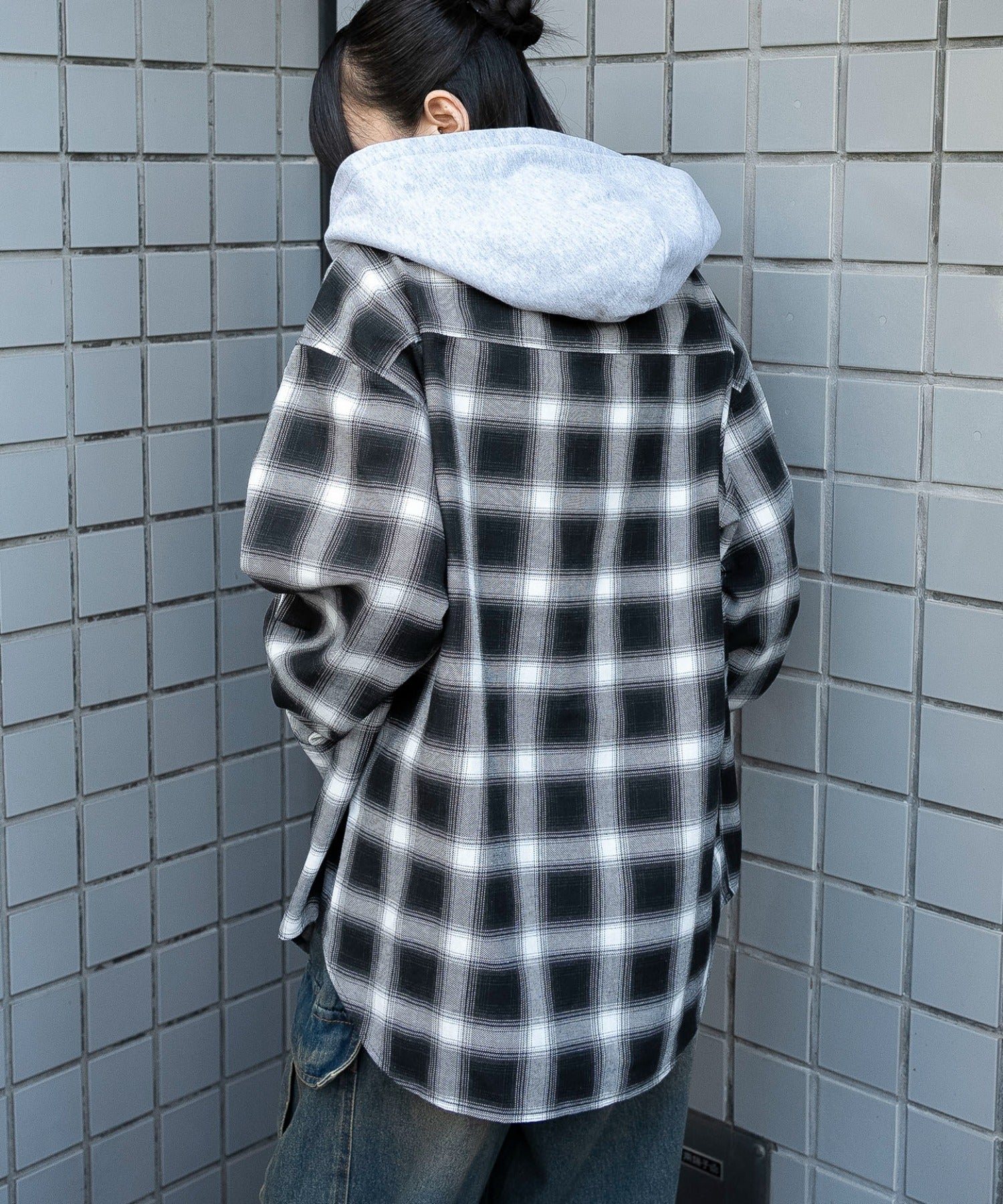 裏毛フードチェックシャツ - Image 11