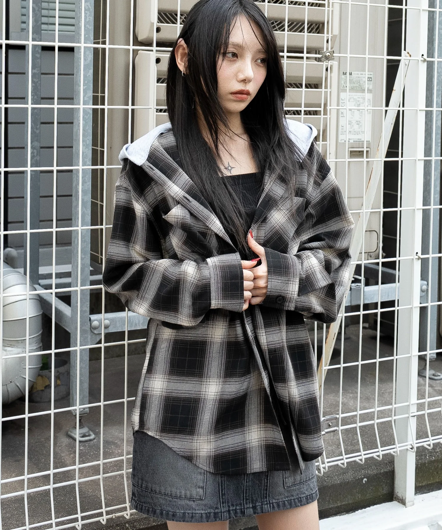裏毛フードチェックシャツ - Image 13