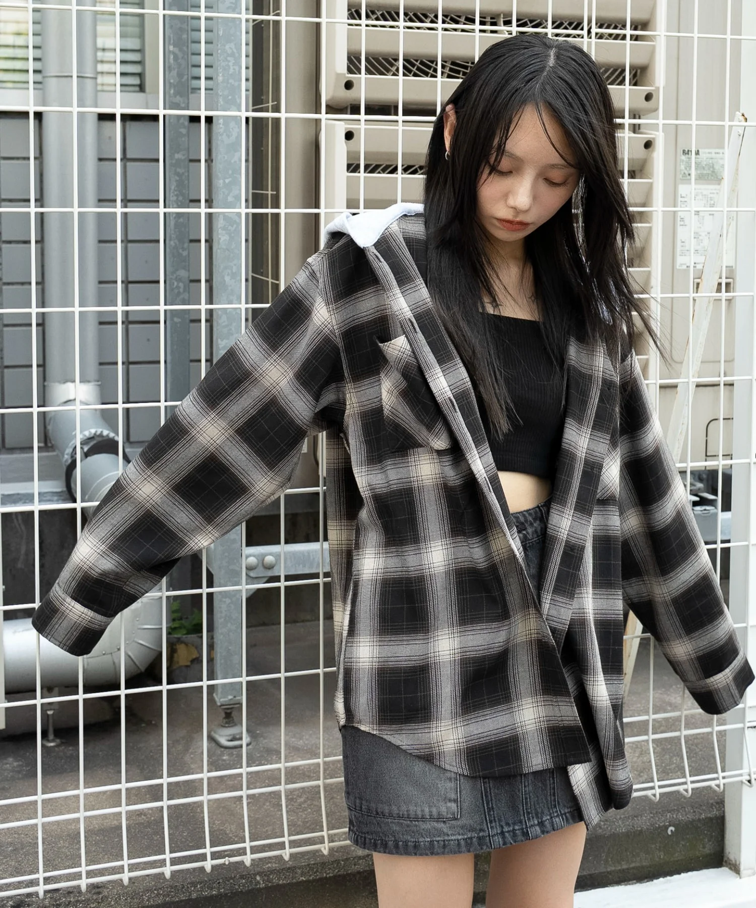 裏毛フードチェックシャツ - Image 14