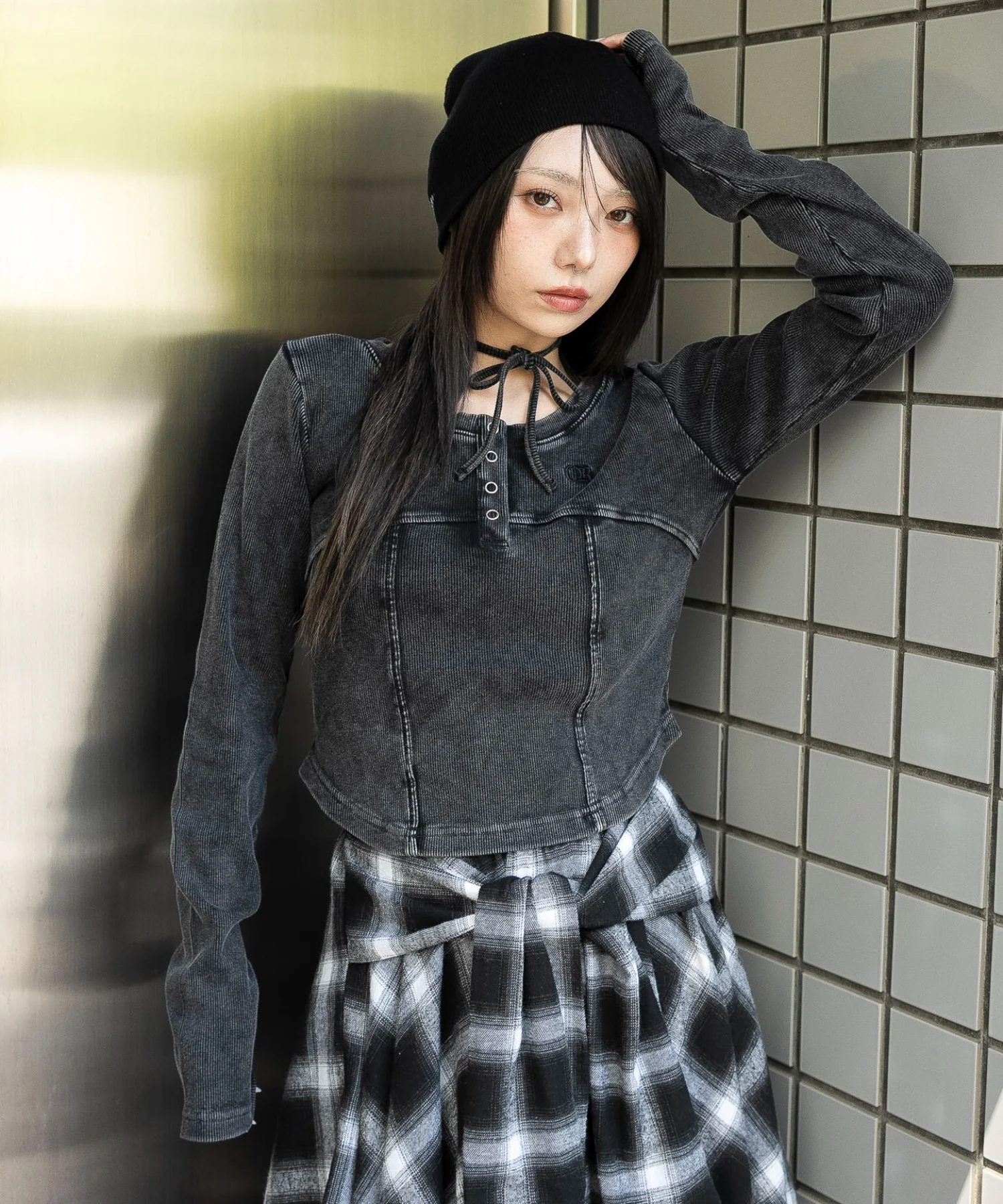 ヴィンテージウォッシュネックリボントップス - Image 15