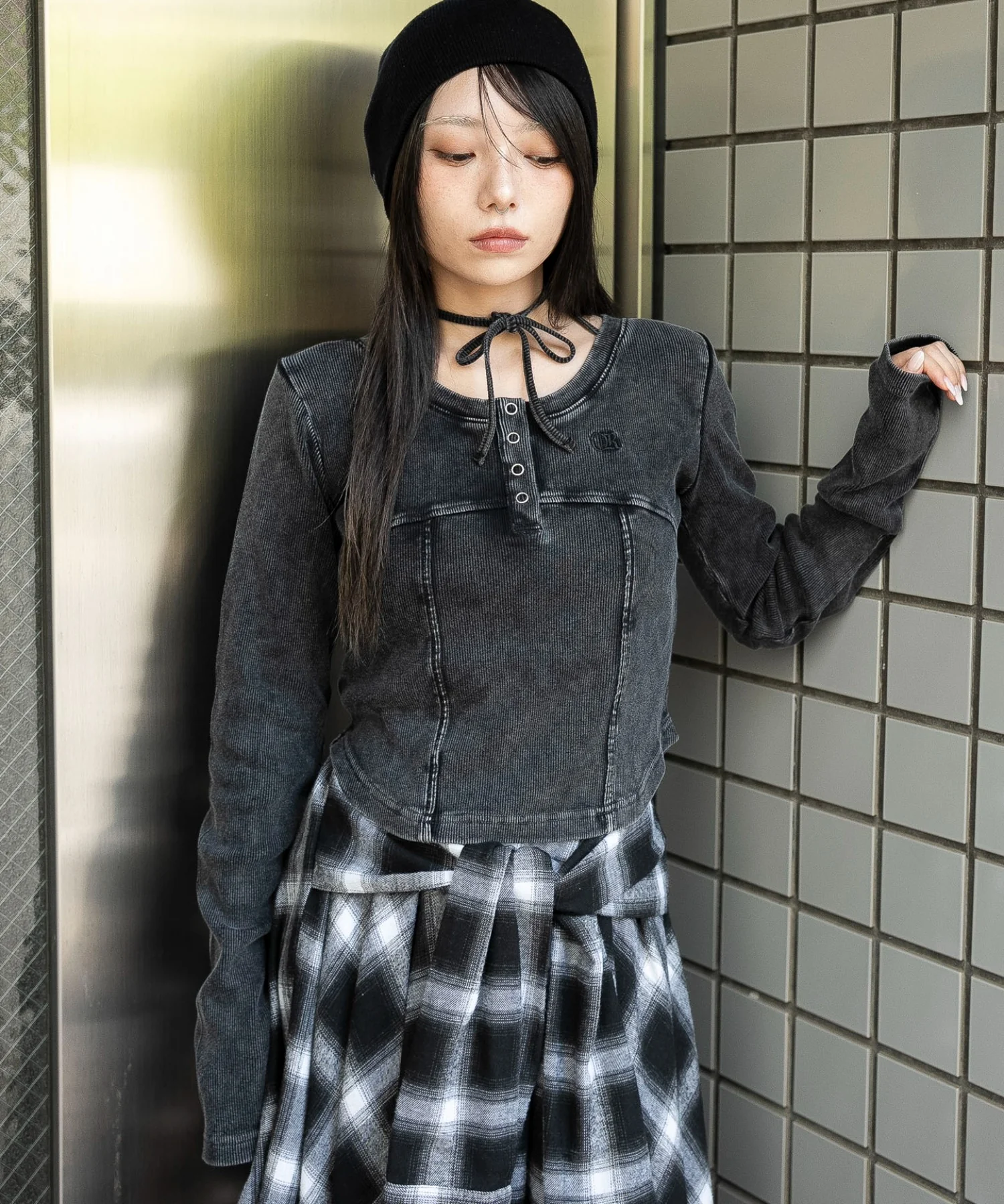 ヴィンテージウォッシュネックリボントップス - Image 16
