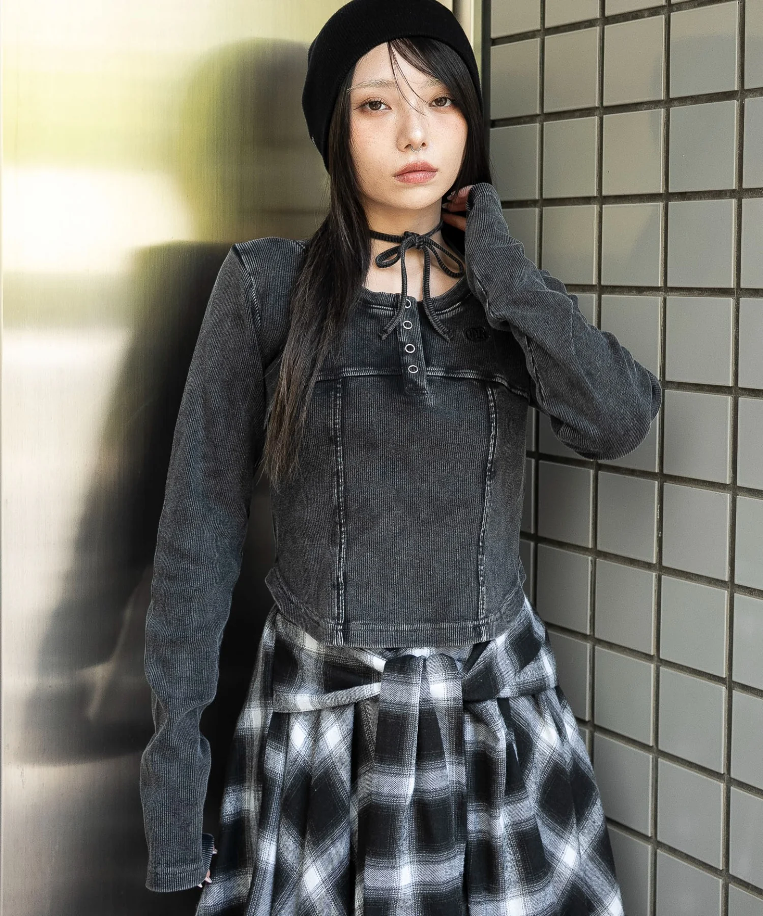 ヴィンテージウォッシュネックリボントップス - Image 17