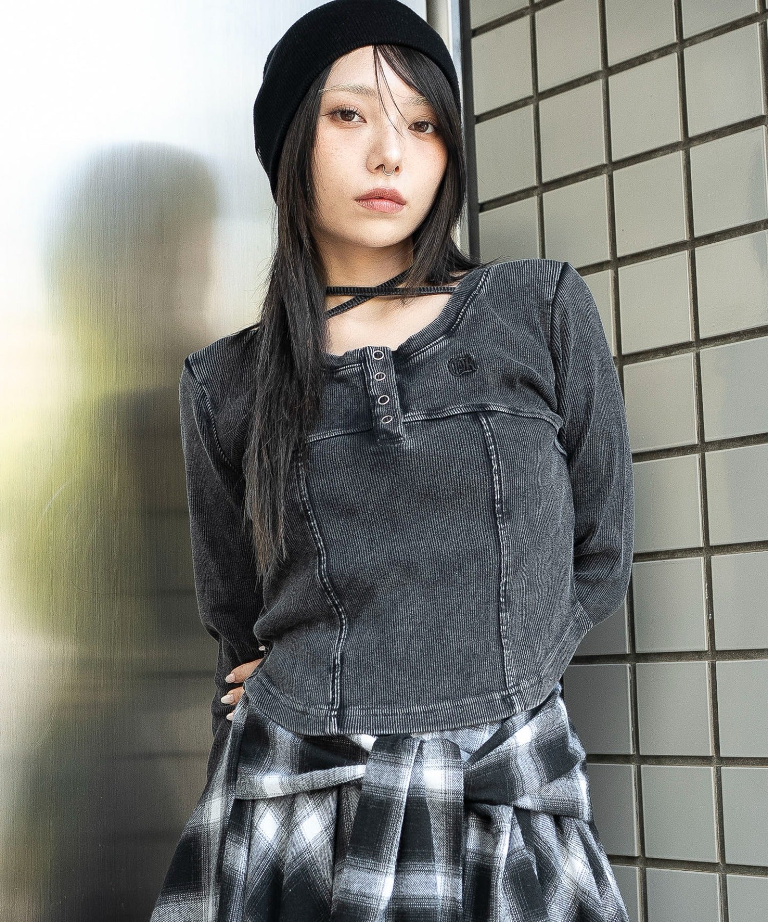 ヴィンテージウォッシュネックリボントップス - Image 18