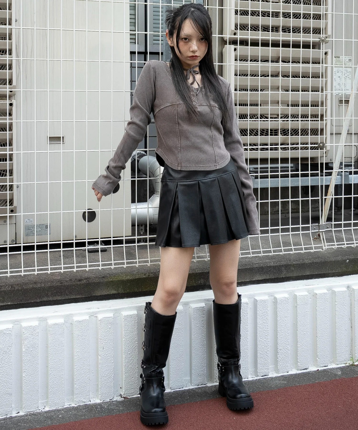 ヴィンテージウォッシュネックリボントップス - Image 4