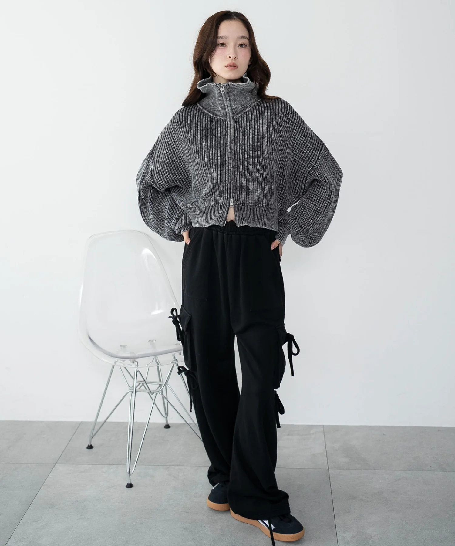 ダブルジップショートニットブルゾン - Image 4
