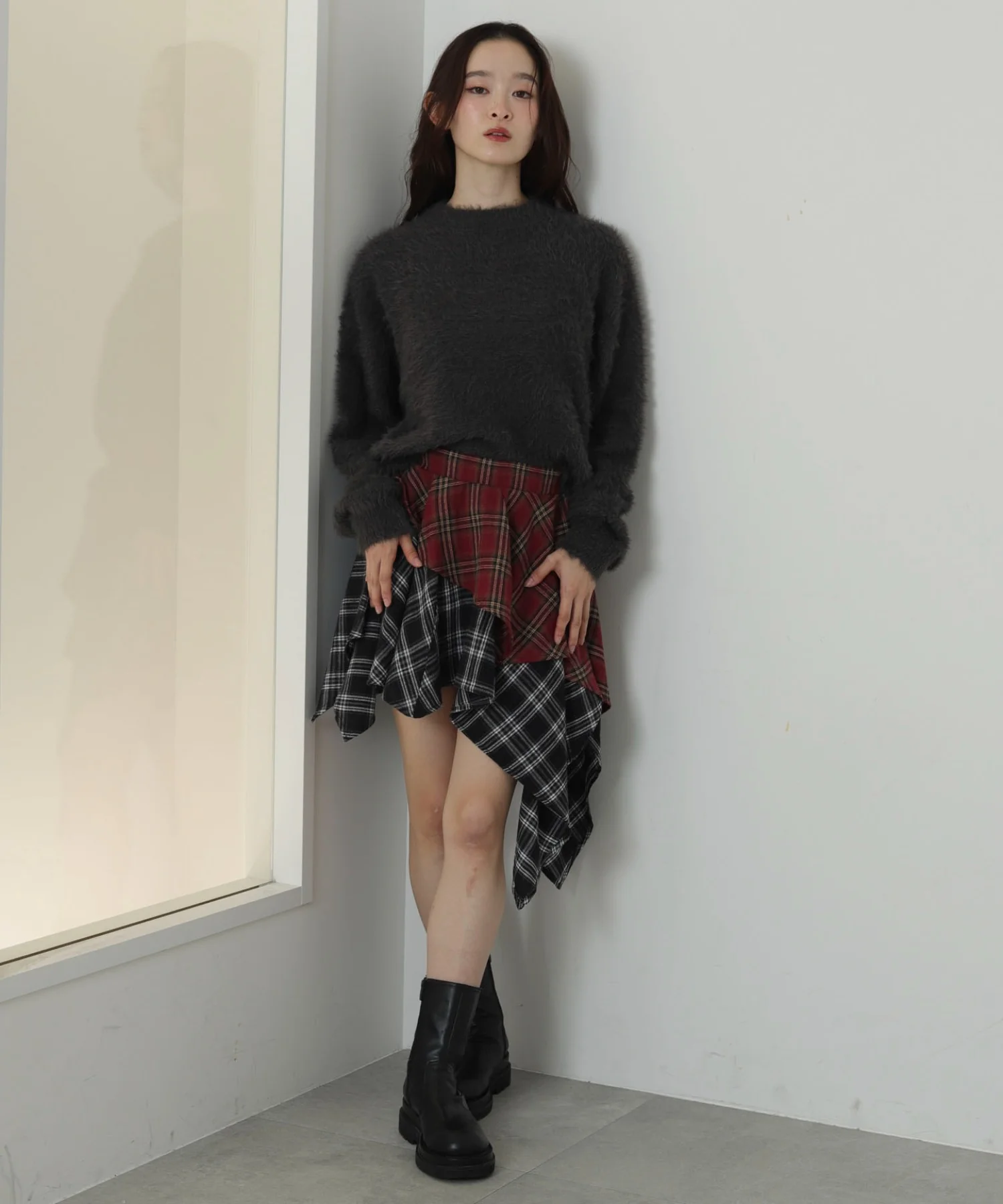 アシンメトリーチェックミニスカパン - Image 6