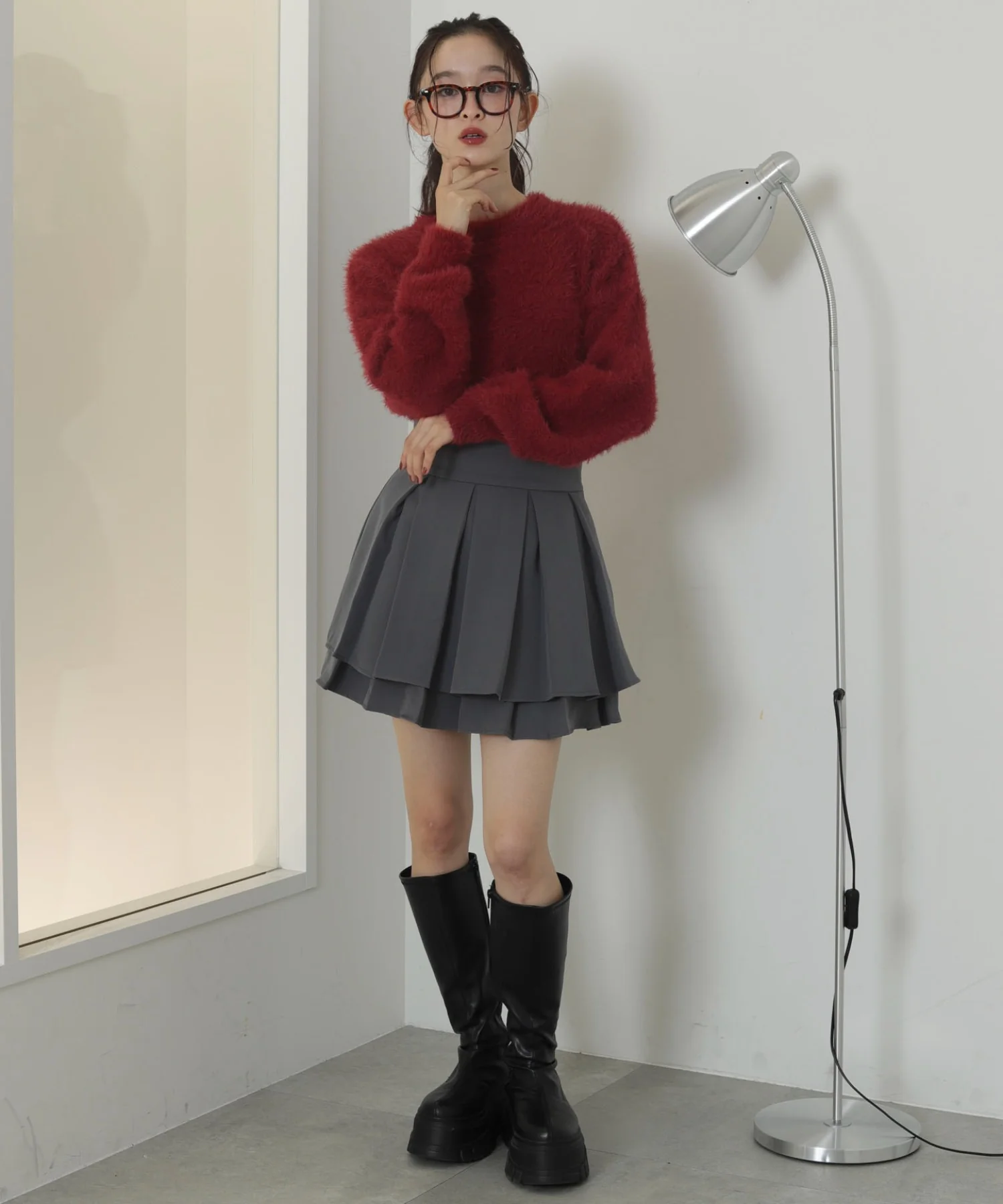 ハイウエスト2段プリーツスカパン - Image 3