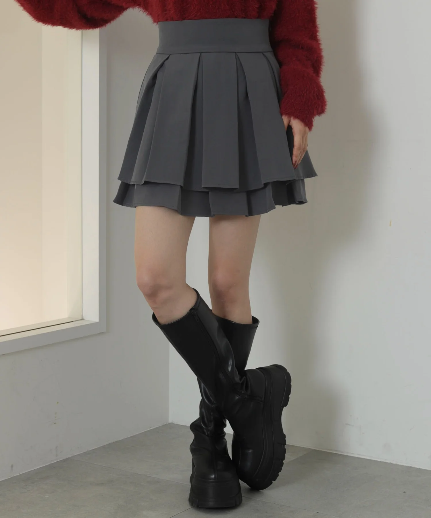 ハイウエスト2段プリーツスカパン - Image 9
