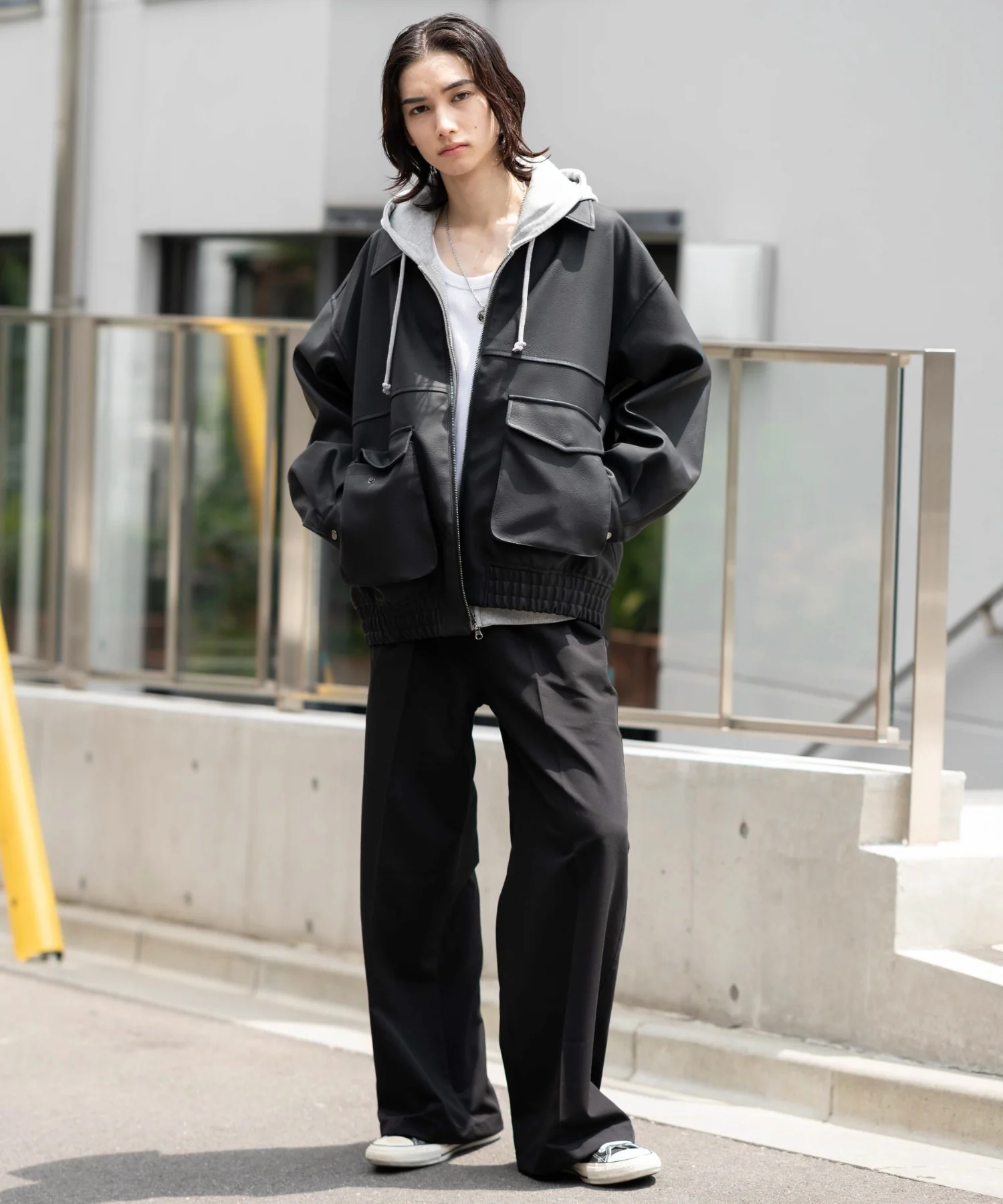 PUダブルZIPフライトブルゾン - Image 12