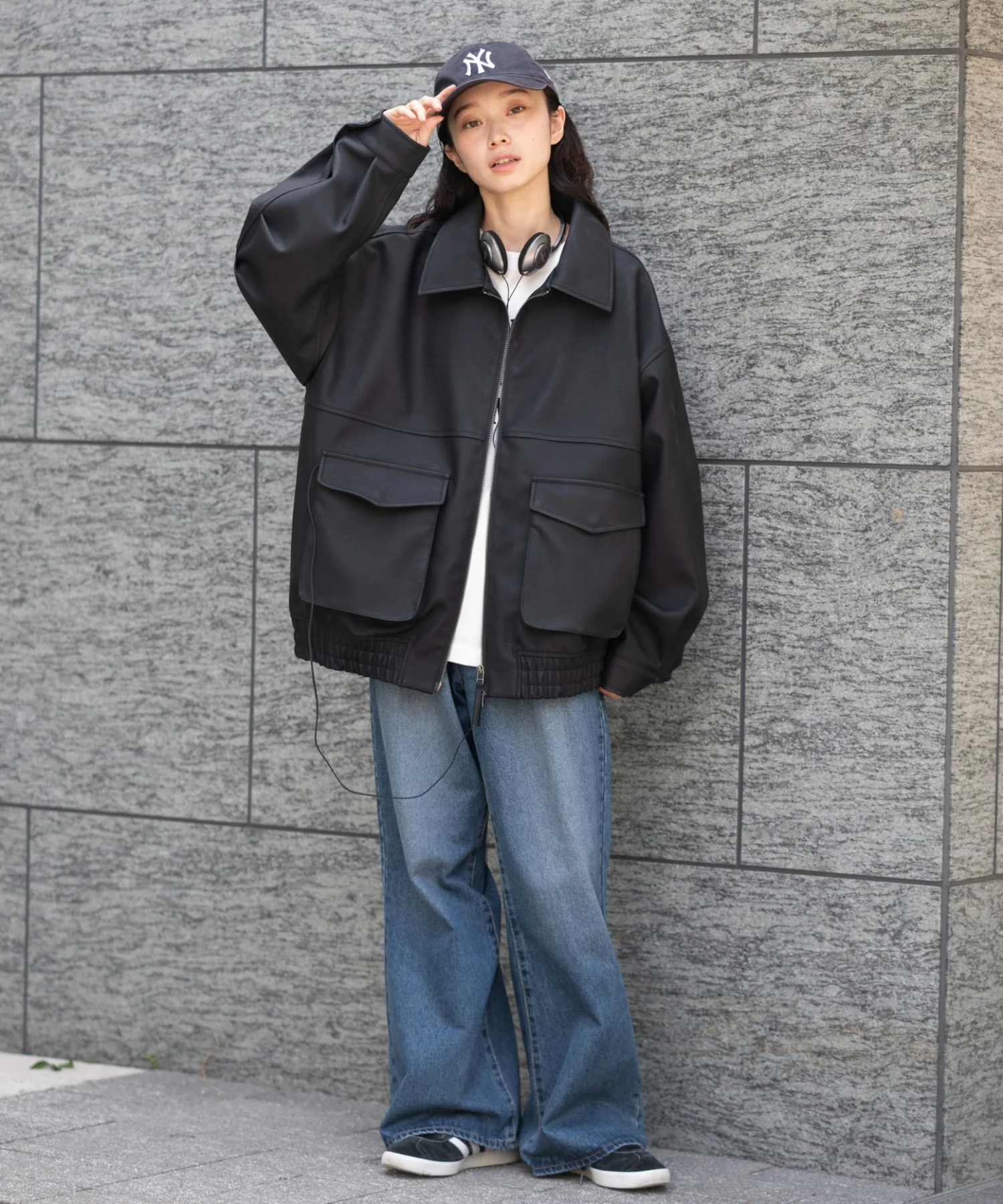 PUダブルZIPフライトブルゾン - Image 13